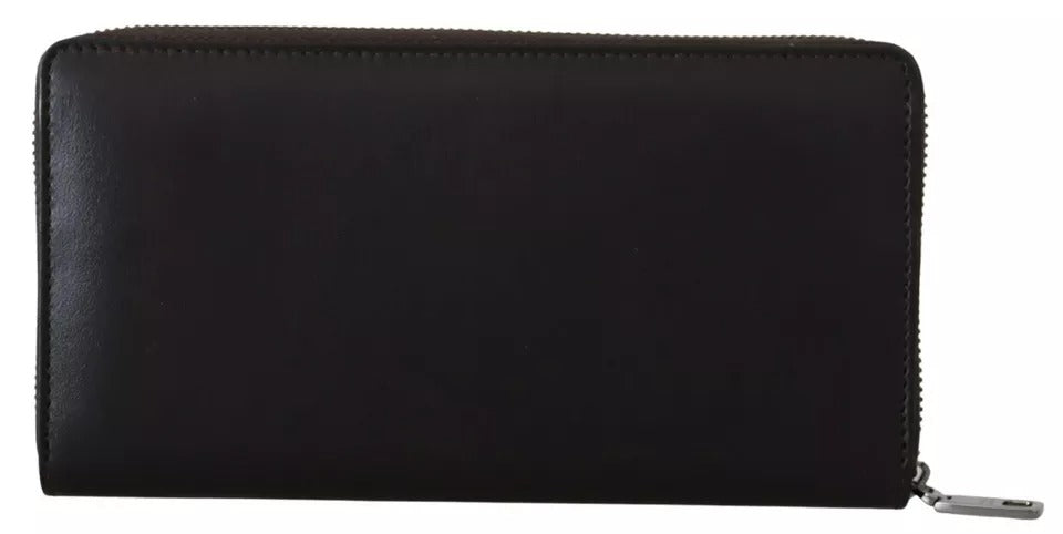Portofel tip clutch continental Dolce & Gabbana din piele exotică maro cu fermoar