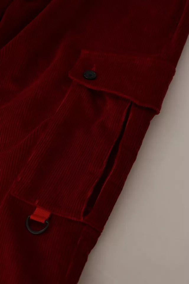 Dolce & Gabbana – Rote Cargo-Röhrenhose aus Cord-Baumwolle