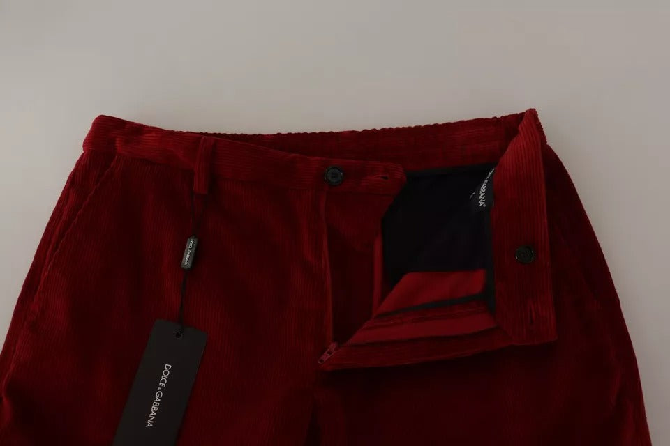 Dolce & Gabbana – Rote Cargo-Röhrenhose aus Cord-Baumwolle