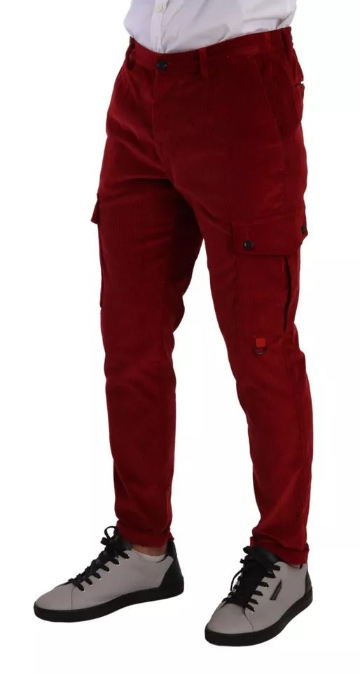 Dolce & Gabbana – Rote Cargo-Röhrenhose aus Cord-Baumwolle