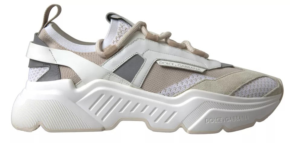 Dolce & Gabbana Weiß Beige Leder Sport DAYMASTER Schuhe Sneakers