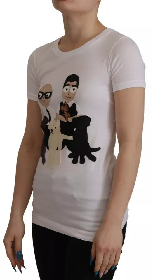 Tricou Dolce & Gabbana alb cu imprimeu #DGFamily din bumbac