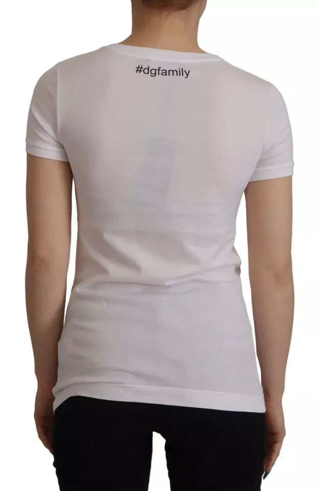 Tricou Dolce & Gabbana alb cu imprimeu #DGFamily din bumbac