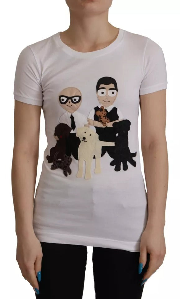 Tricou Dolce & Gabbana alb cu imprimeu #DGFamily din bumbac