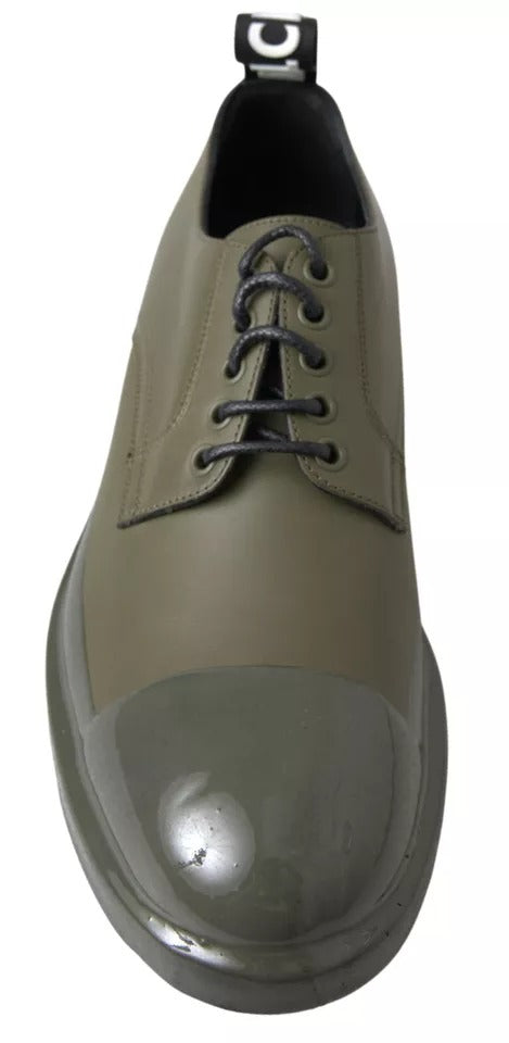 Dolce & Gabbana – Grüne Abendschuhe aus Leder mit Gummisohle
