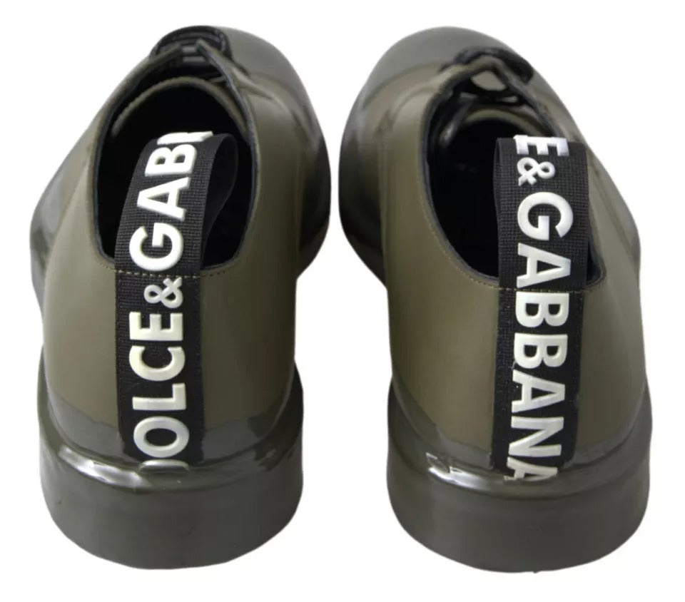 Dolce & Gabbana – Grüne Abendschuhe aus Leder mit Gummisohle