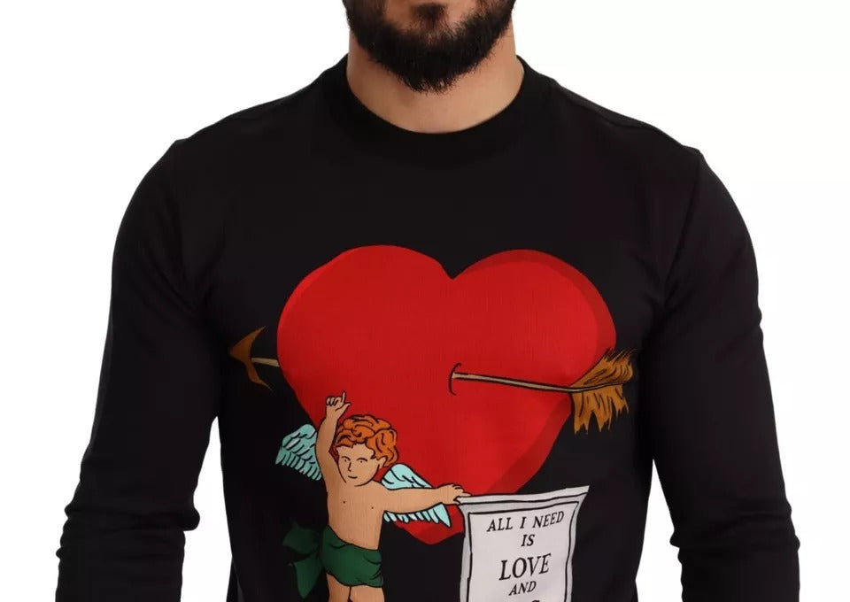 Dolce & Gabbana – Schwarzes Sweatshirt mit Cupid-Print