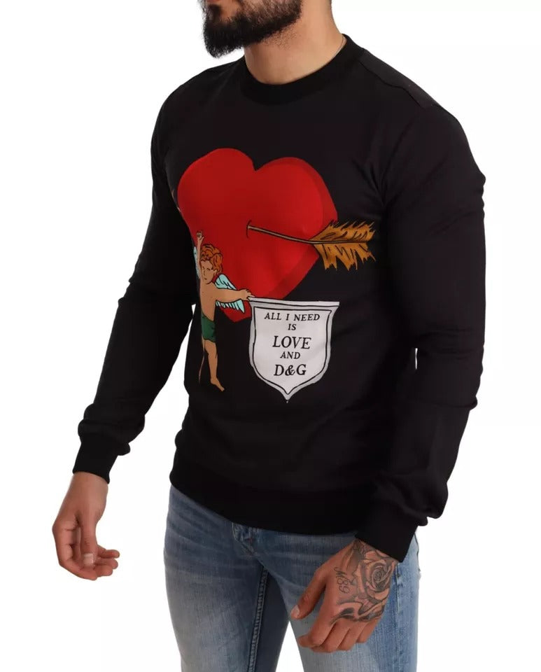 Dolce & Gabbana – Schwarzes Sweatshirt mit Cupid-Print