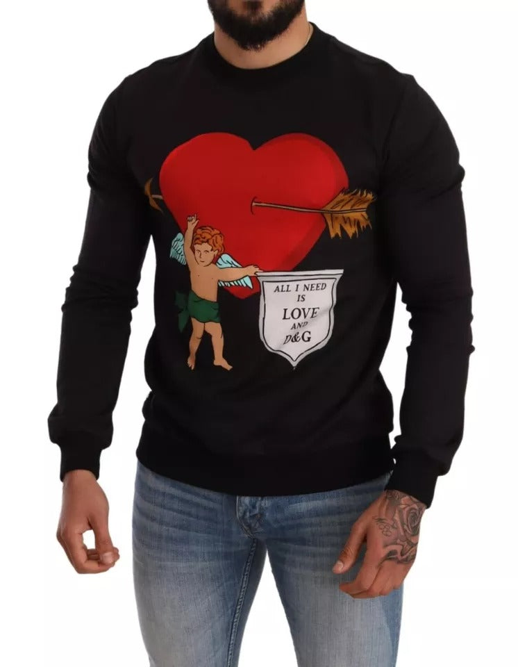 Dolce & Gabbana – Schwarzes Sweatshirt mit Cupid-Print