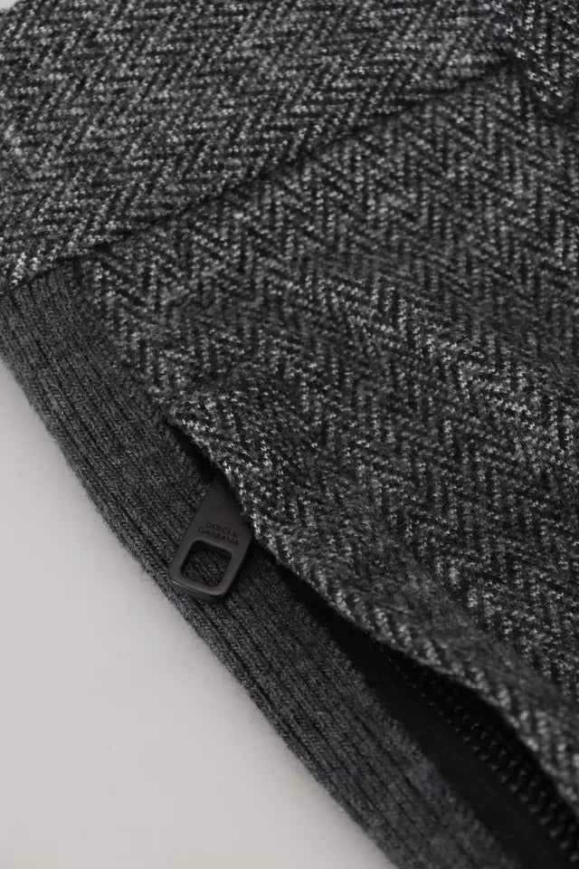 Dolce & Gabbana – Graue Skinny-Hose aus Viskose mit Chevron-Muster