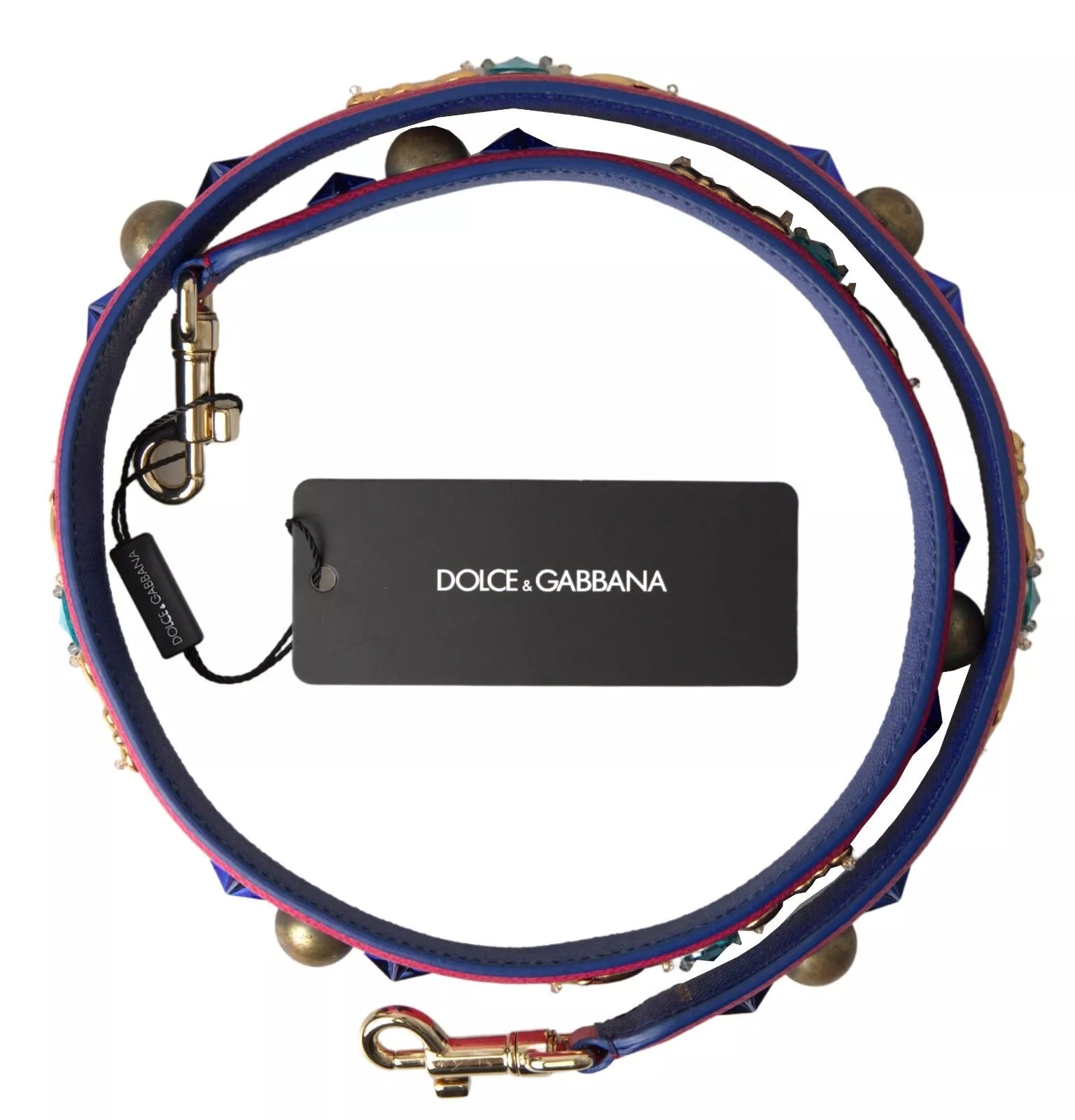 Curea de umăr Dolce & Gabbana din piele exotică roz cu ținte