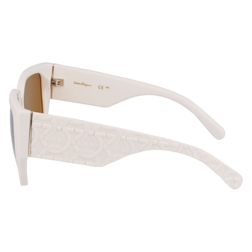 Ferragamo – Weiße Sonnenbrille mit Bio-Injektion