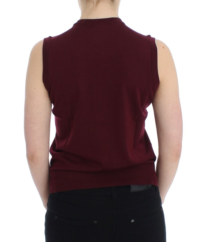 Dolce & Gabbana Elegante ärmellose Pulloverweste aus roter Wolle