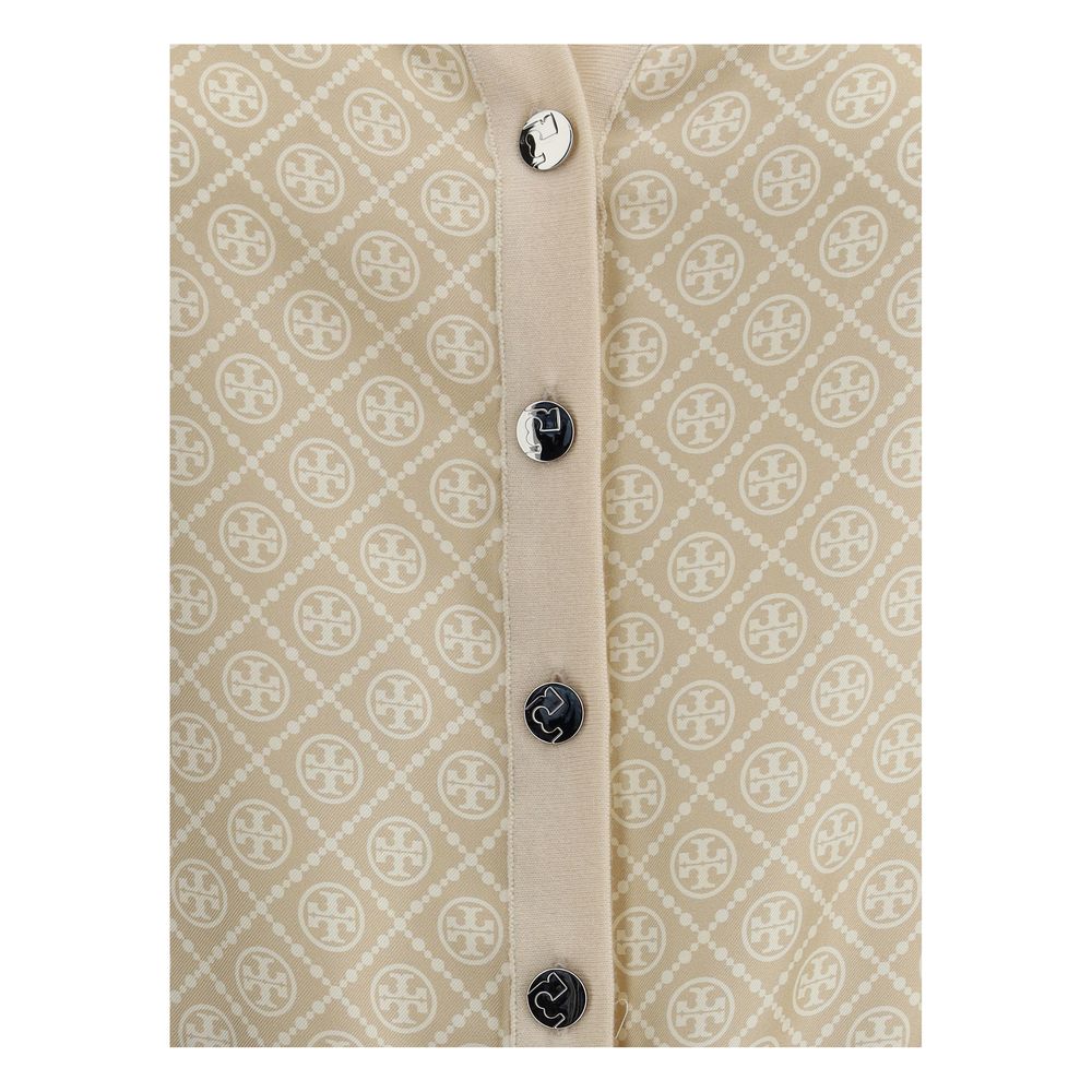 Tory Burch Cardigan aus Seide und Wolle mit Logos