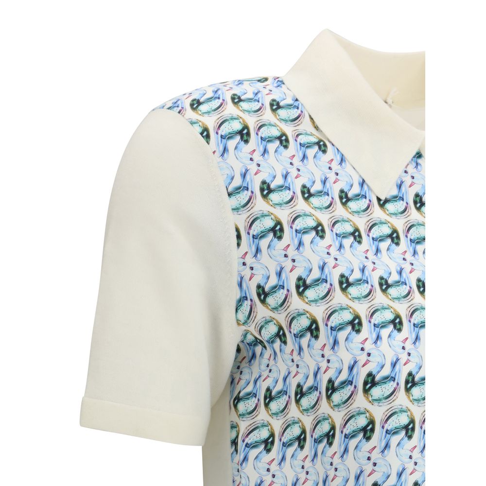 Tricou polo din lână și mătase Tory Burch