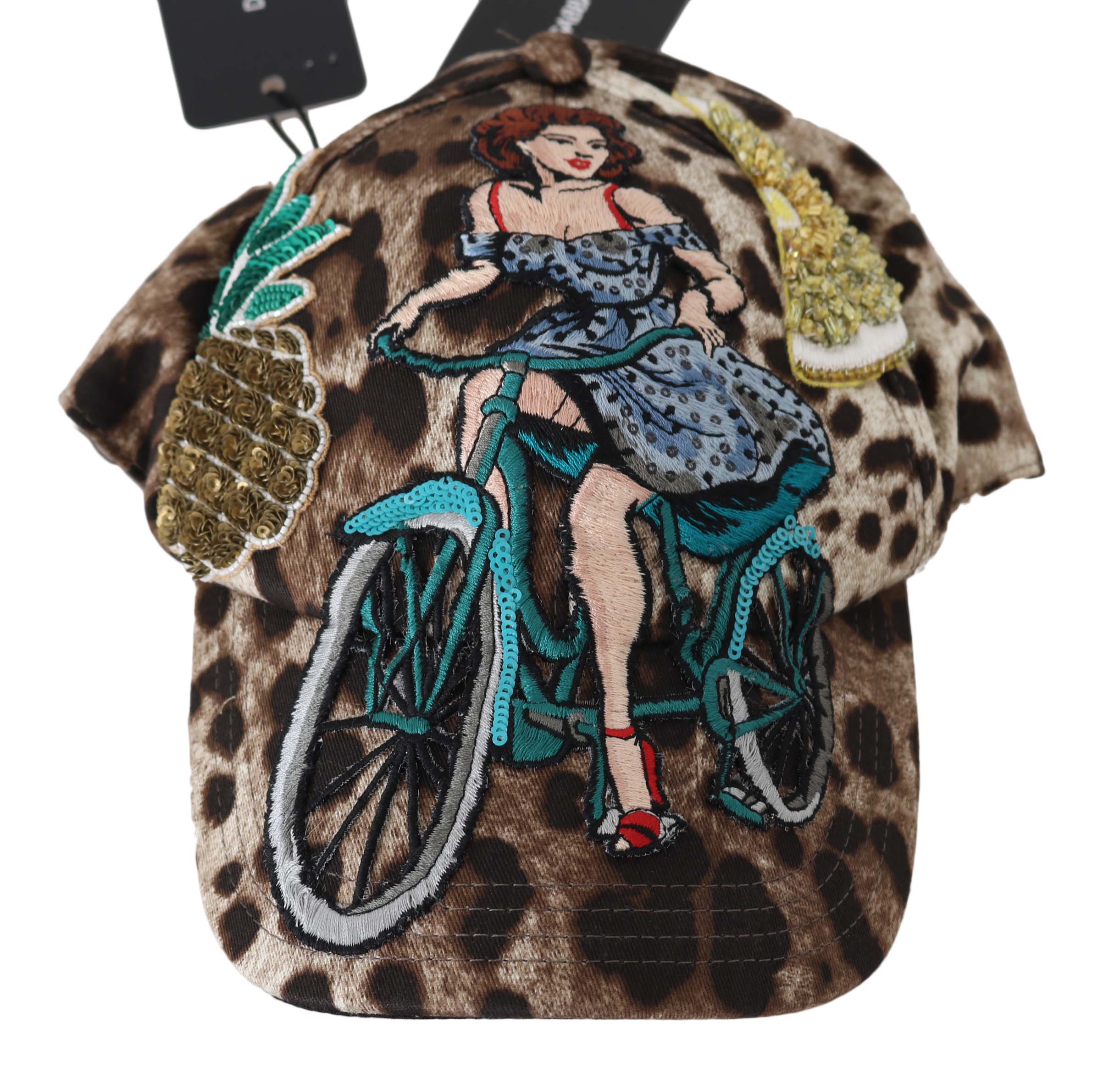 Dolce & Gabbana Elegante Baseballkappe mit Pailletten und Leopardenmuster