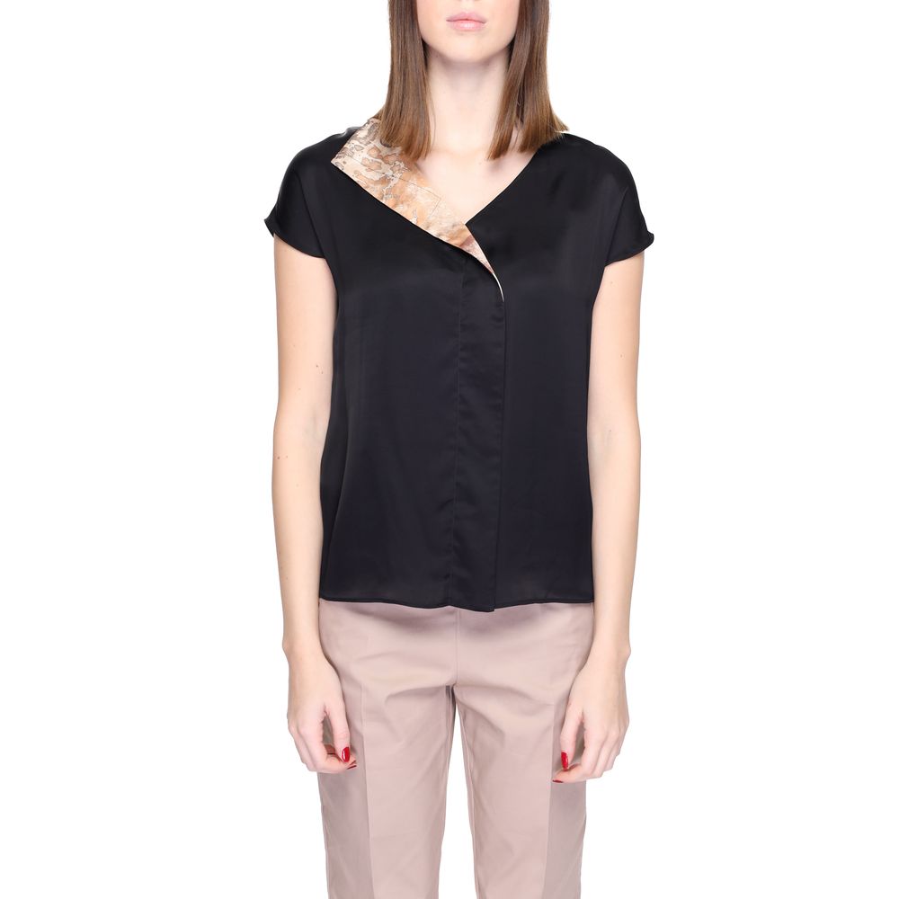 Alviero Martini Prima Classe Schwarzes Viskosehemd