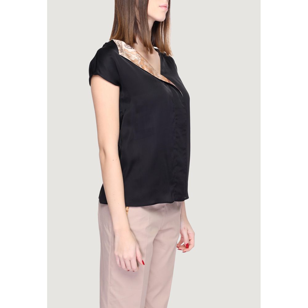 Alviero Martini Prima Classe Schwarzes Viskosehemd