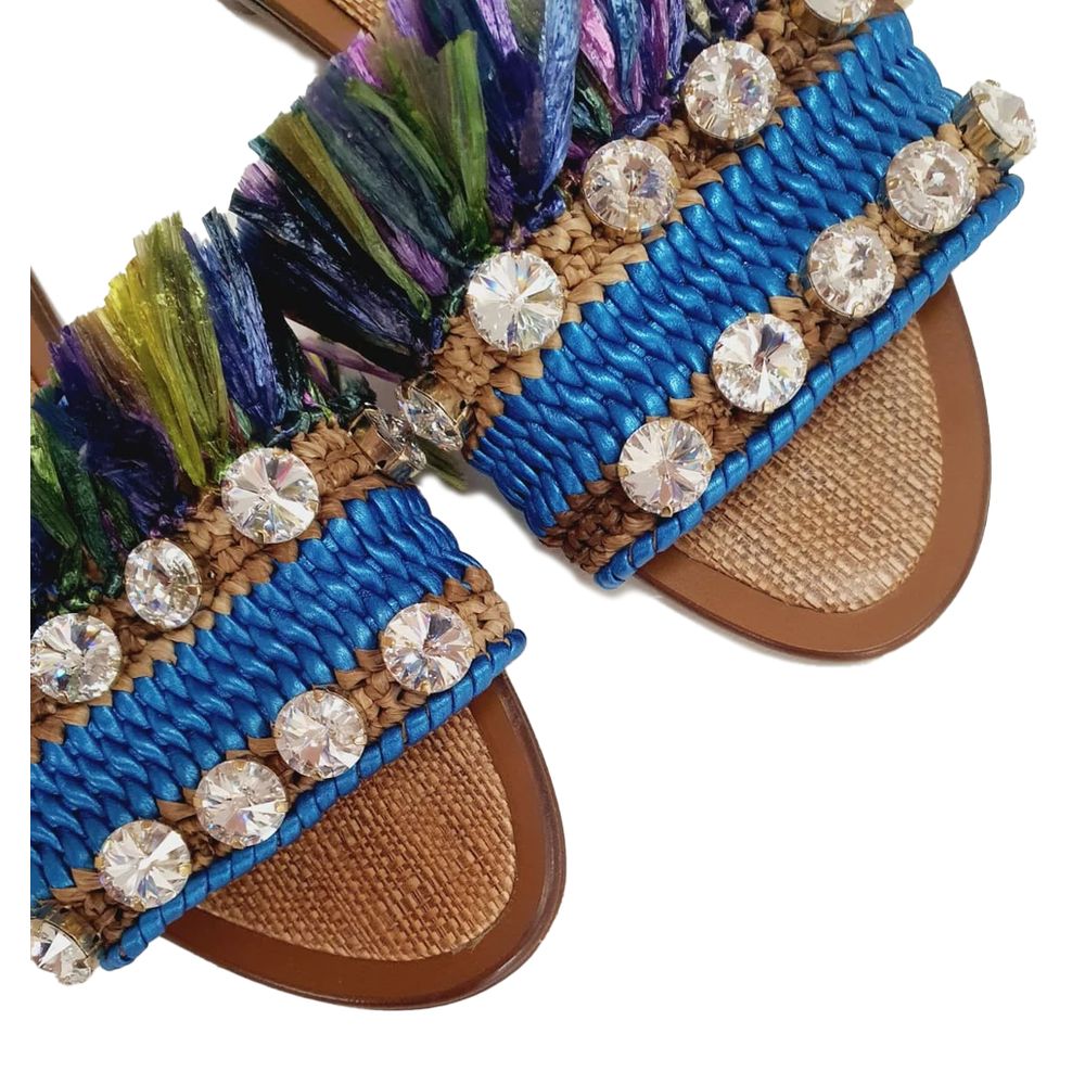 Dolce & Gabbana Mehrfarbige Damensandalen aus Lammleder