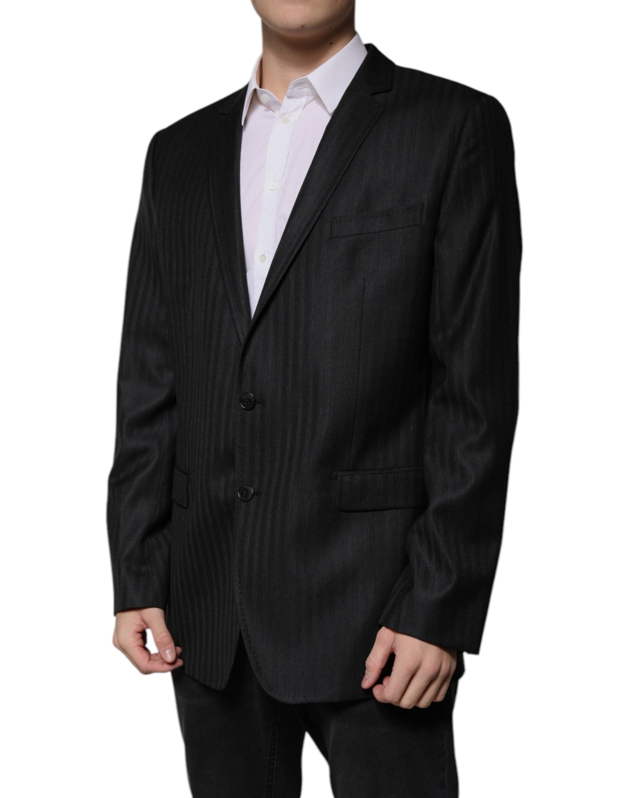 Dolce & Gabbana – Einreihiger Blazer aus Wolle mit schwarzen Streifen
