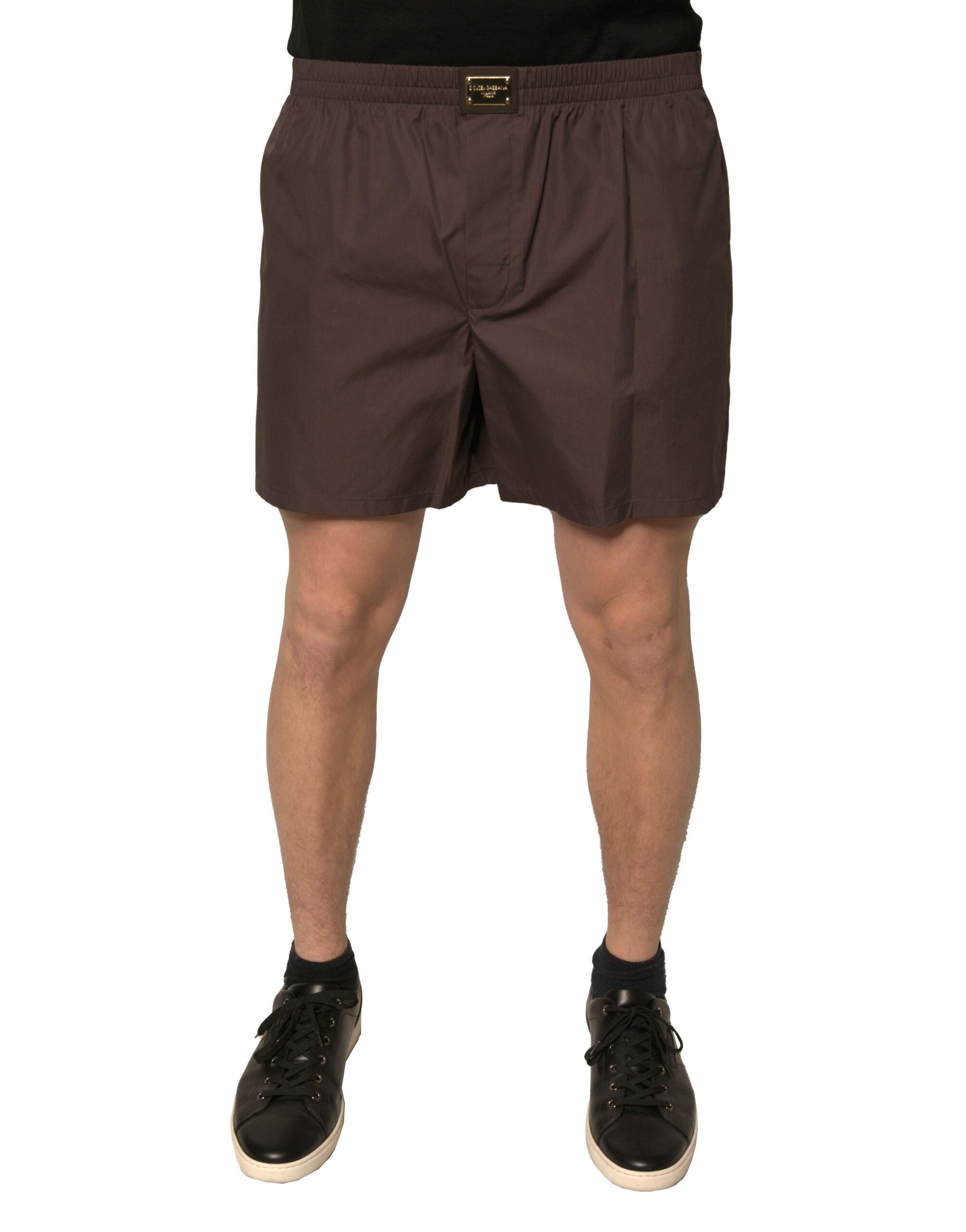 Dolce & Gabbana Herren-Shorts mit mittlerer Taille aus brauner Baumwollmischung