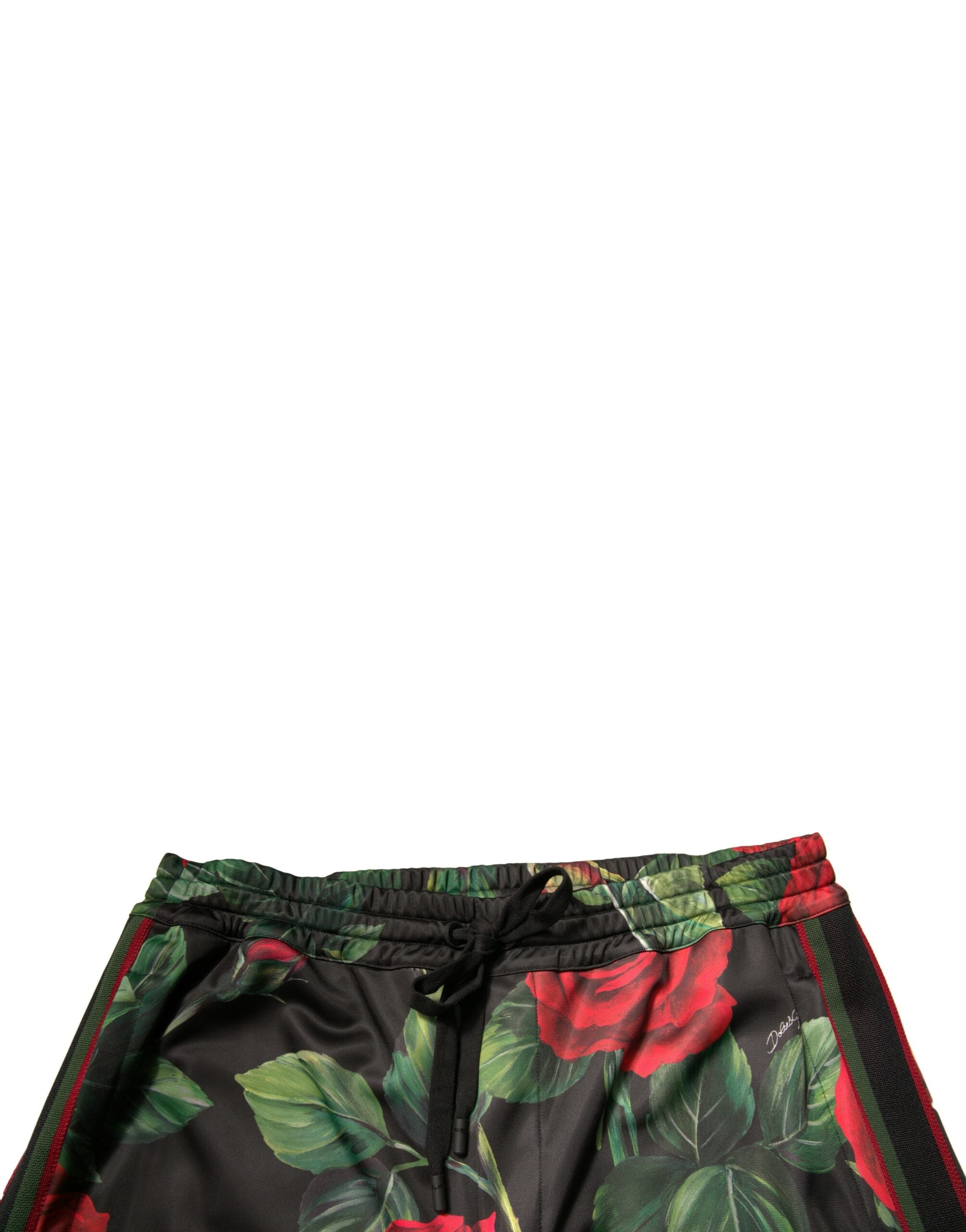 Dolce & Gabbana – Schwarze Jogginghose aus Polyester mit Blumenmuster