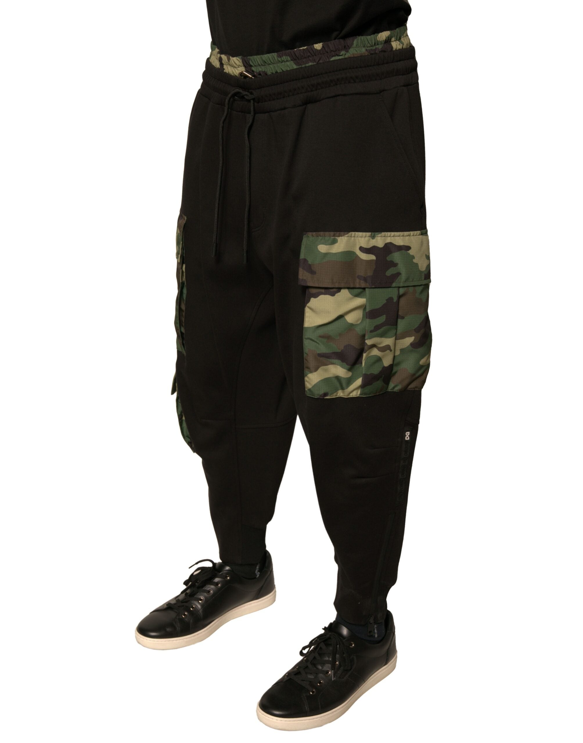 Dolce & Gabbana – Schwarze Jogginghose aus Baumwolle mit Camouflage-Muster