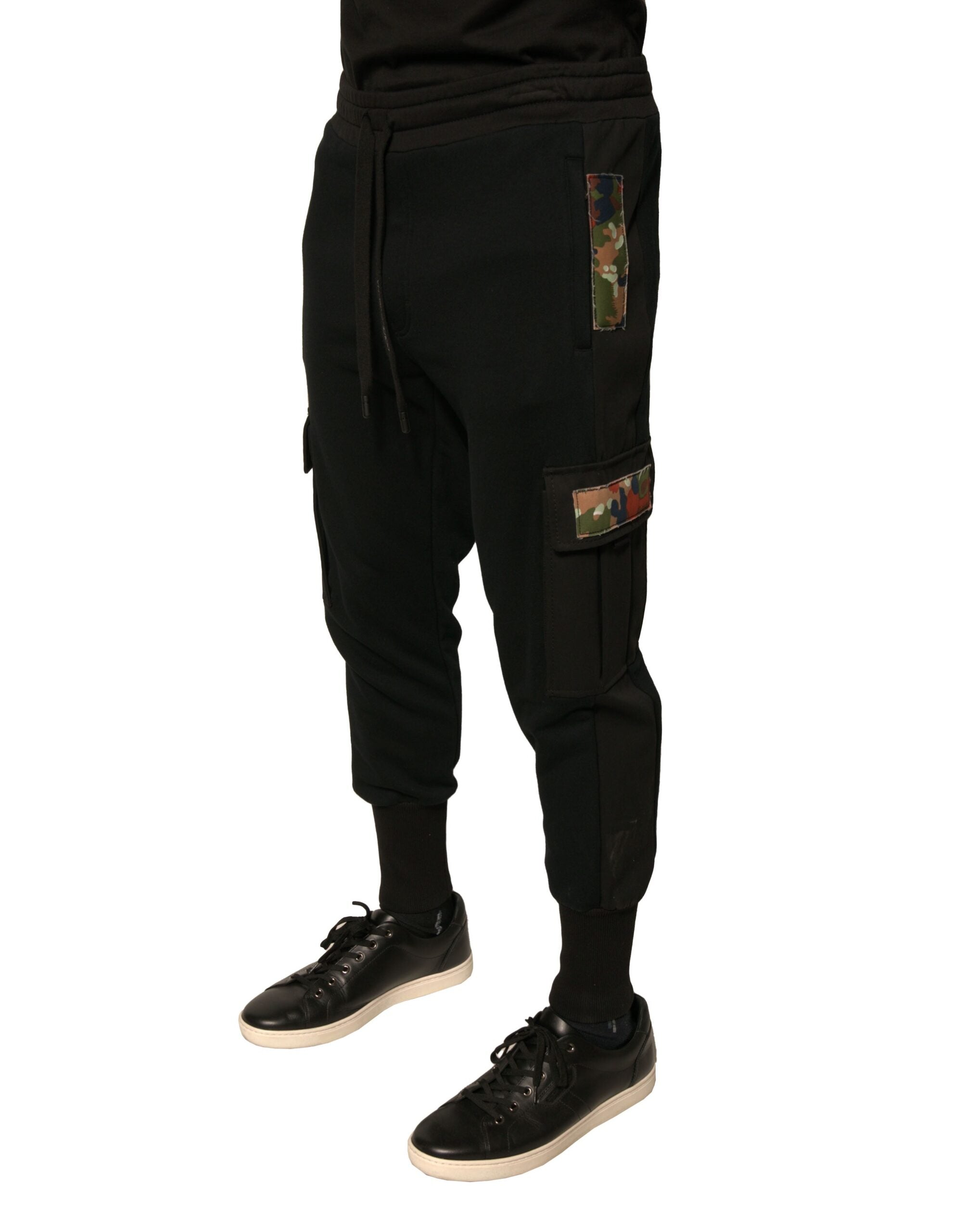 Dolce & Gabbana – Schwarze Jogginghose aus Baumwolle mit Cargo-Muster