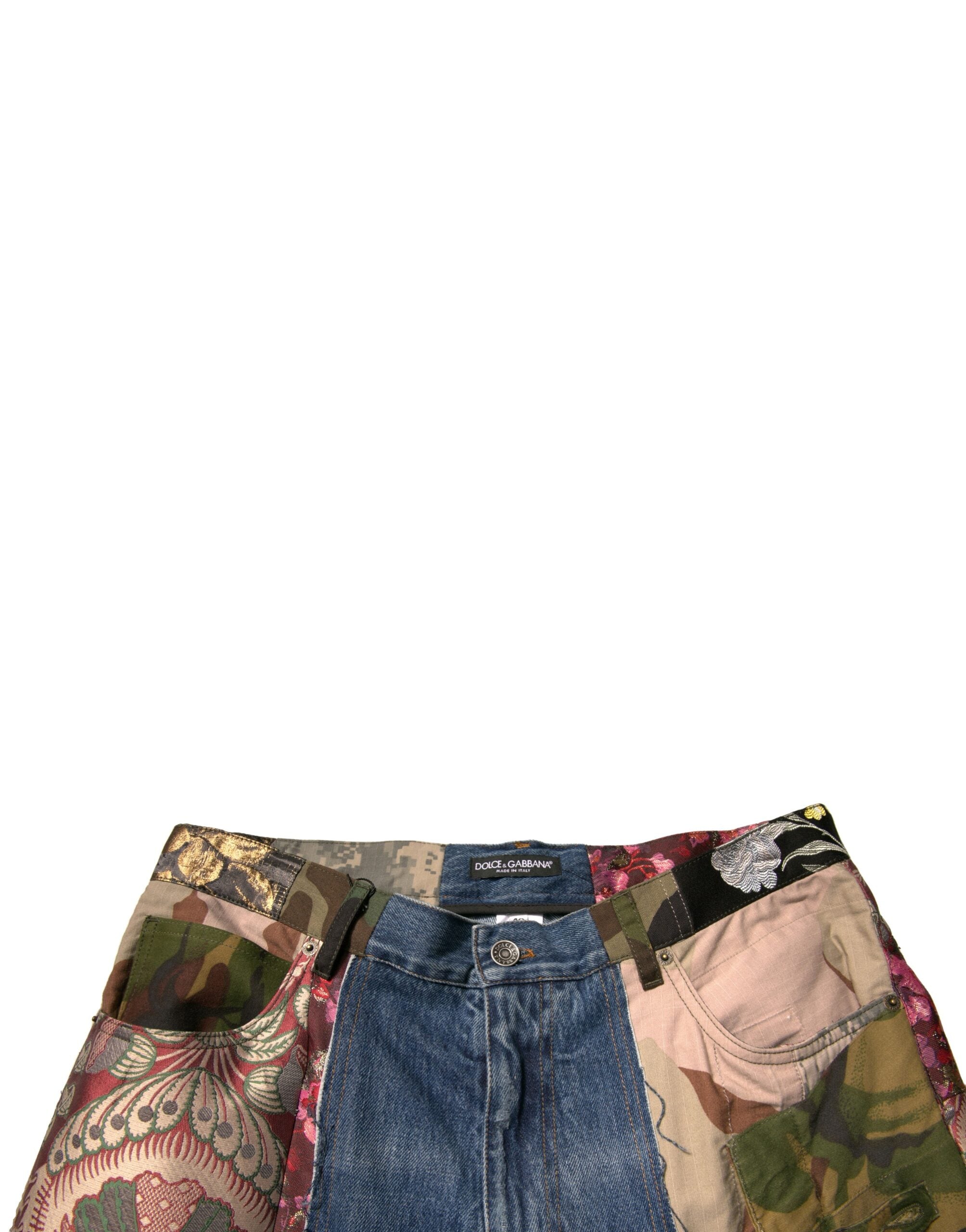 Dolce & Gabbana Blaue Patchwork-Jeans aus Baumwolle mit geradem Schnitt