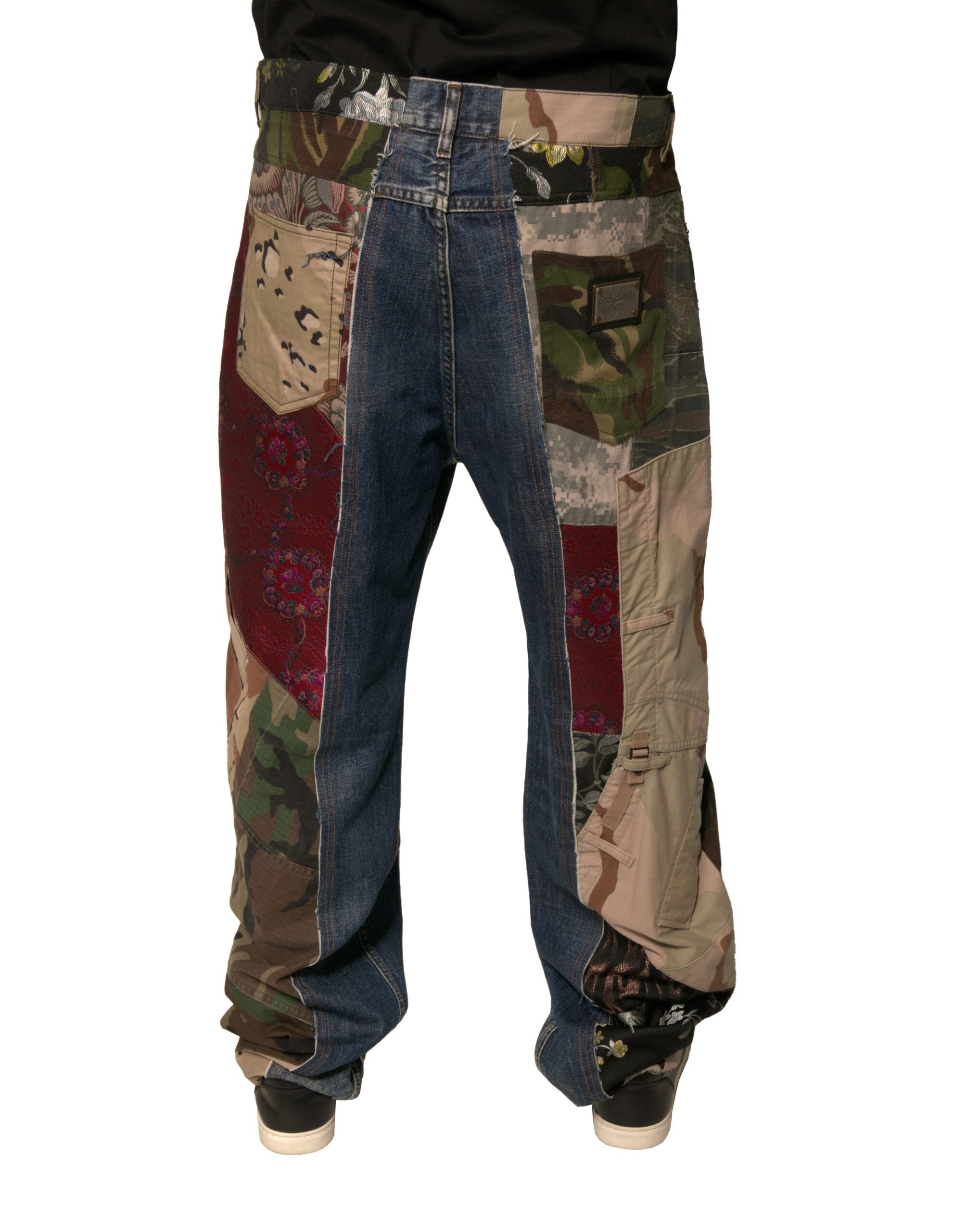 Dolce & Gabbana Blaue Patchwork-Jeans aus Baumwolle mit geradem Schnitt