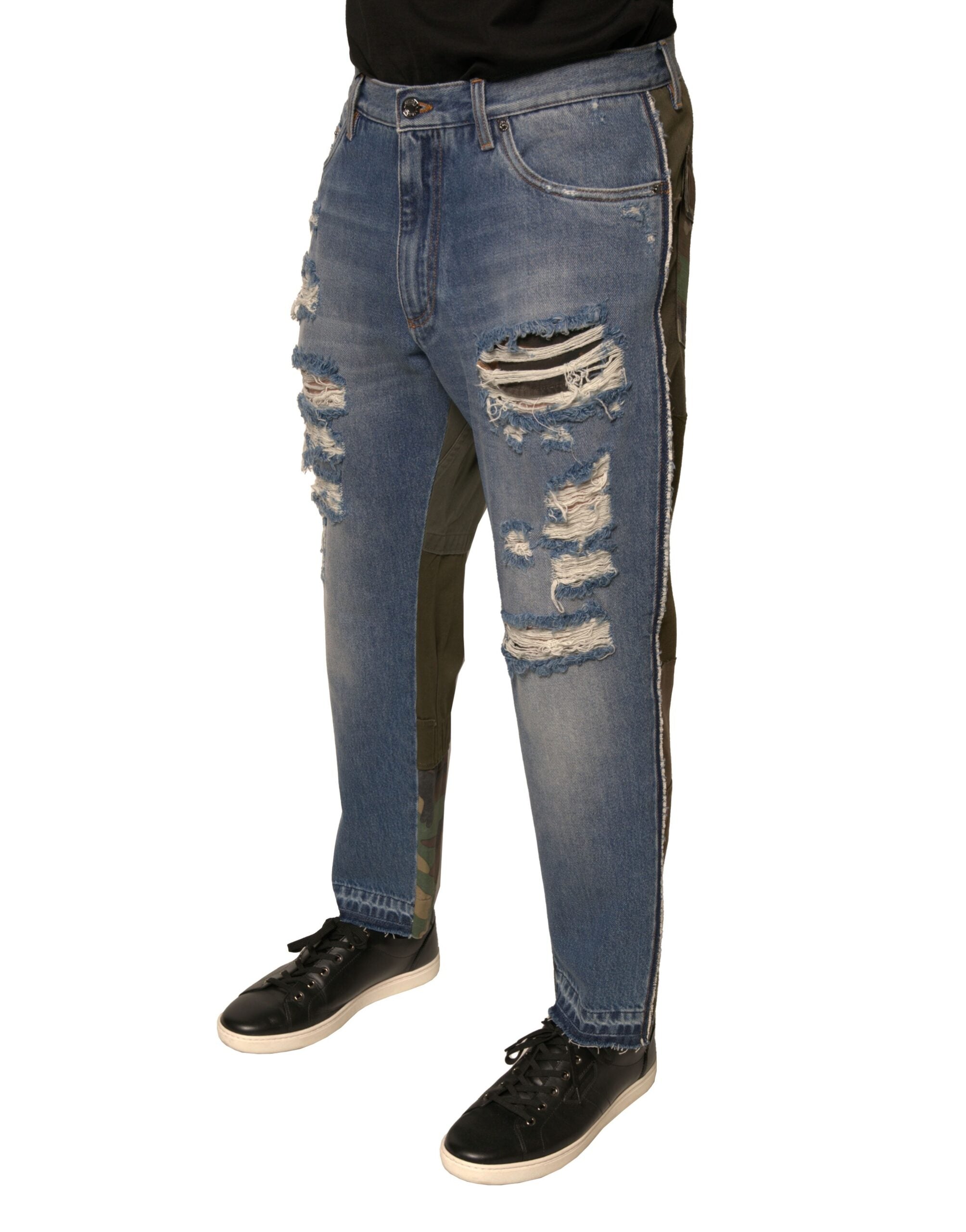 Dolce & Gabbana – Blaue, zerfetzte, gerade geschnittene Jeans