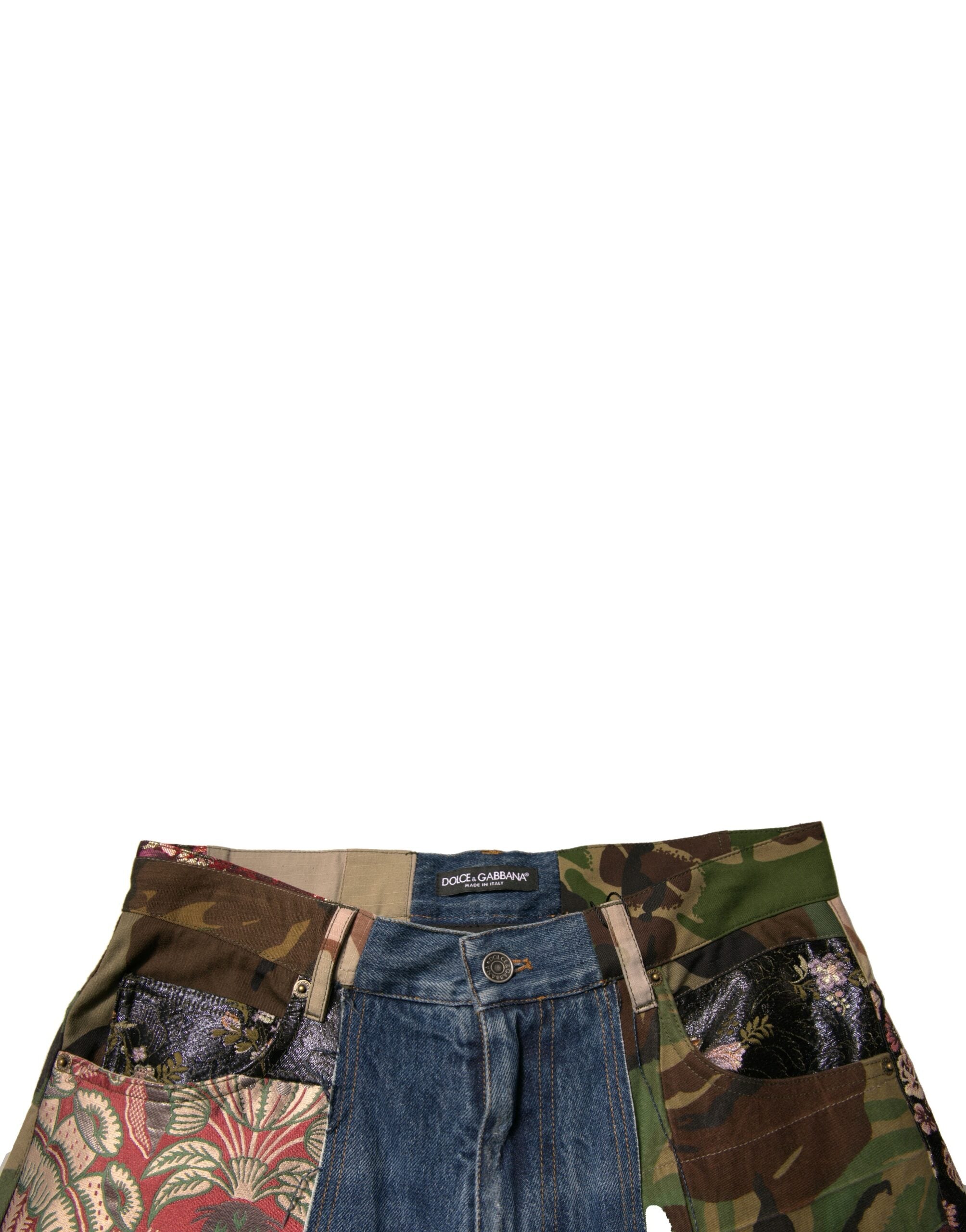 Dolce & Gabbana Blaue Patchwork-Jeans aus Baumwolle mit geradem Schnitt