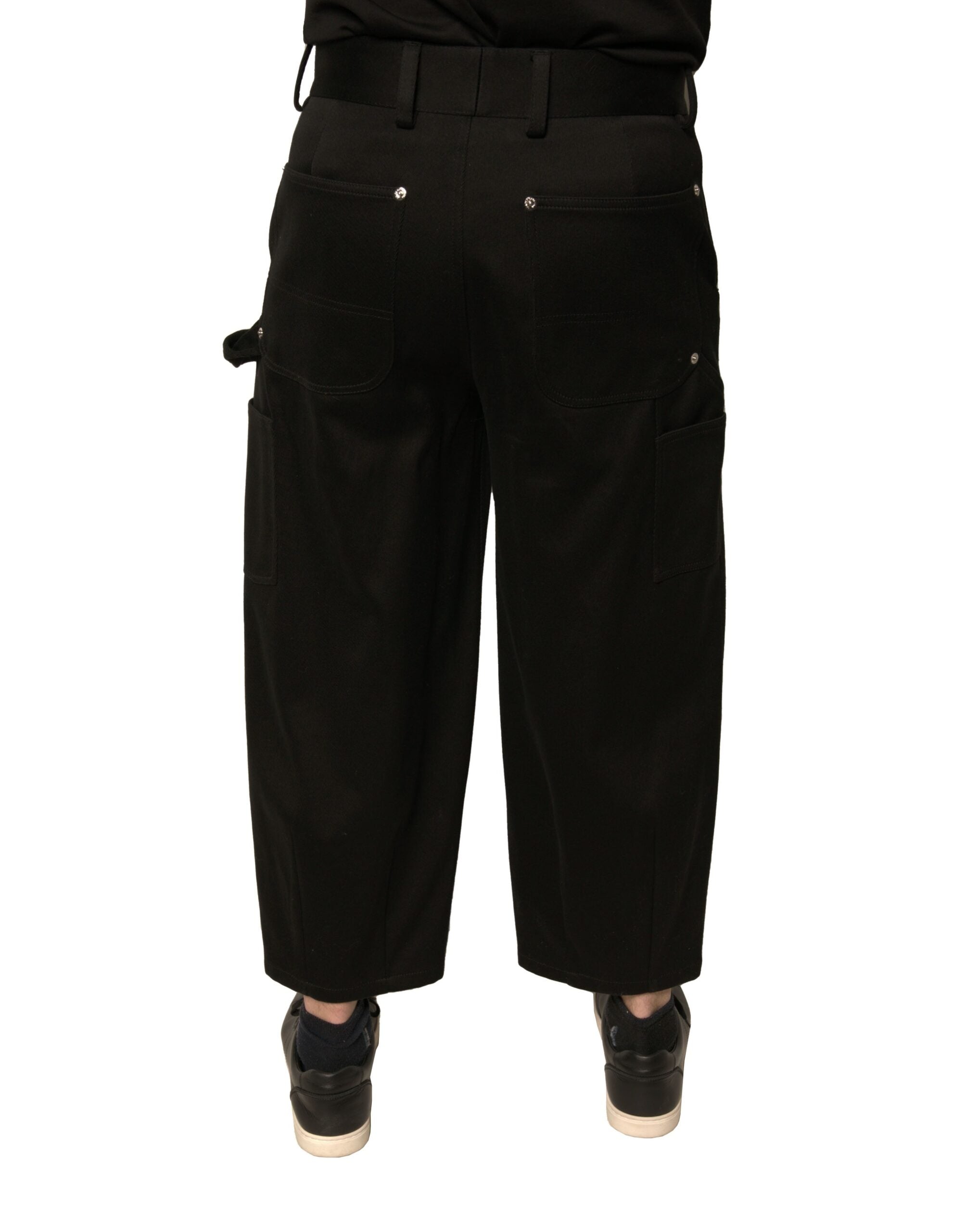 Dolce & Gabbana – Schwarze, verkürzte Hose aus Baumwolle mit mittlerer Taille