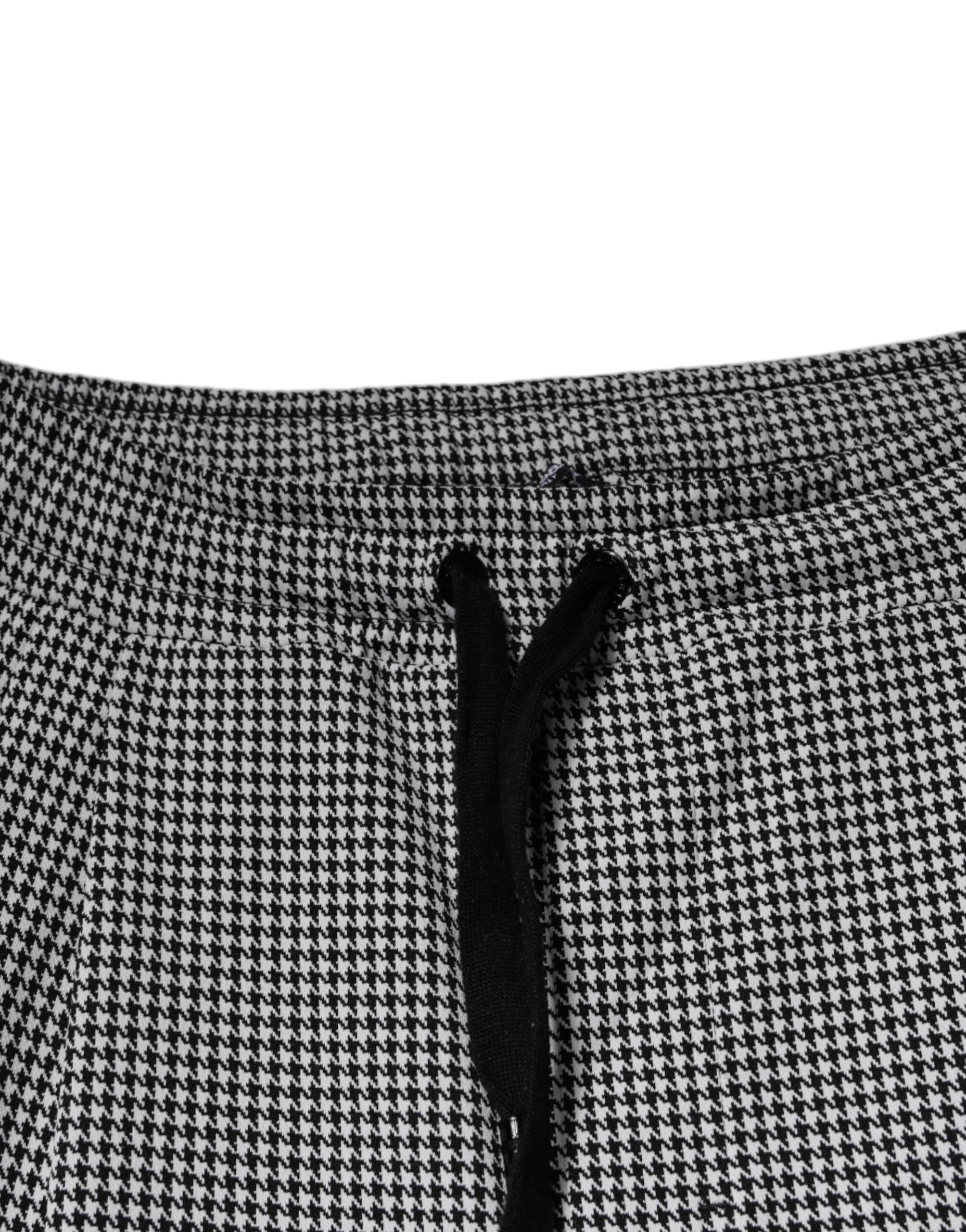 Dolce & Gabbana – Enge Anzughose mit Hahnentrittmuster in Schwarz und Weiß