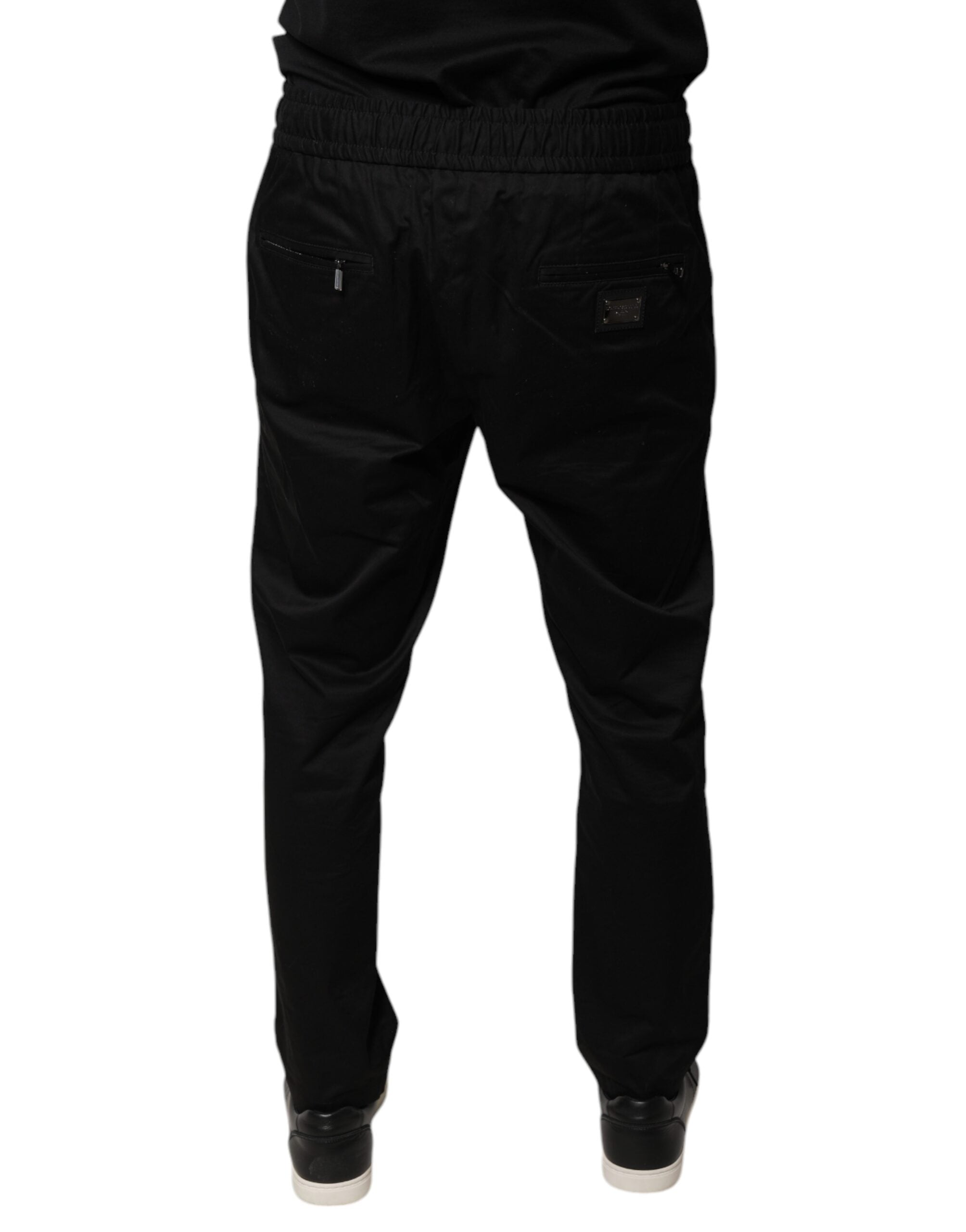 Pantaloni de trening skinny elastici din bumbac negru Dolce & Gabbana