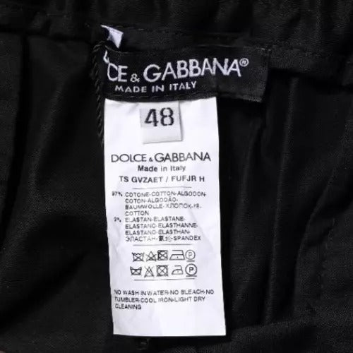 Pantaloni de trening skinny elastici din bumbac negru Dolce & Gabbana