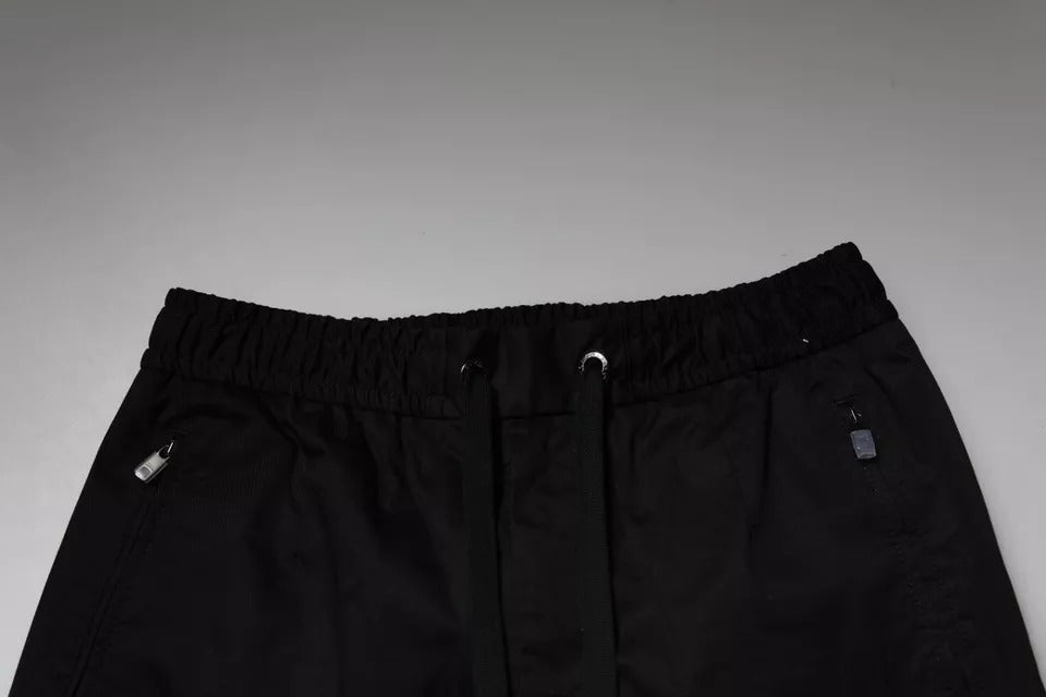 Pantaloni de trening skinny elastici din bumbac negru Dolce & Gabbana