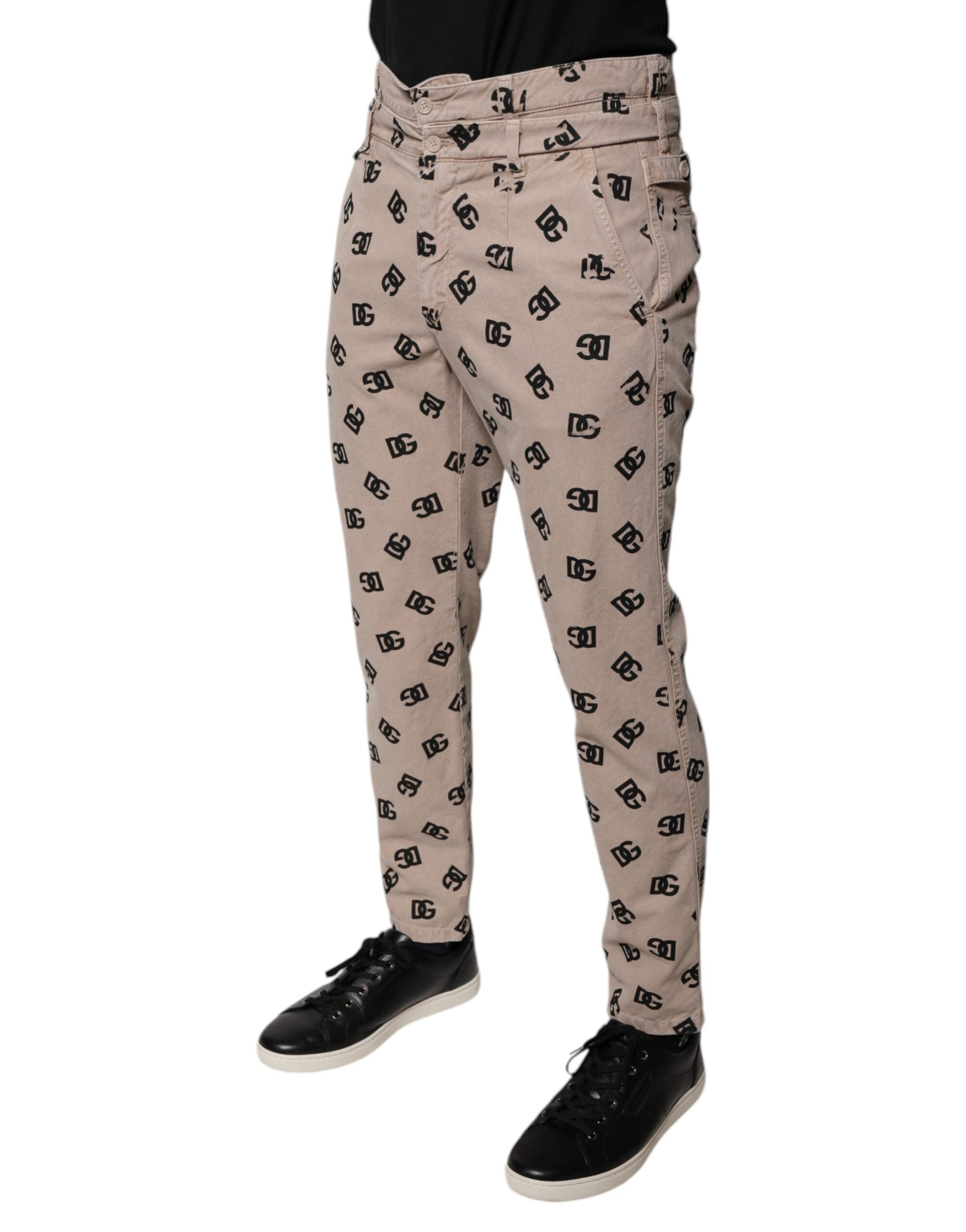 Dolce & Gabbana Beige Skinny-Jeans aus Baumwolle mit Logo