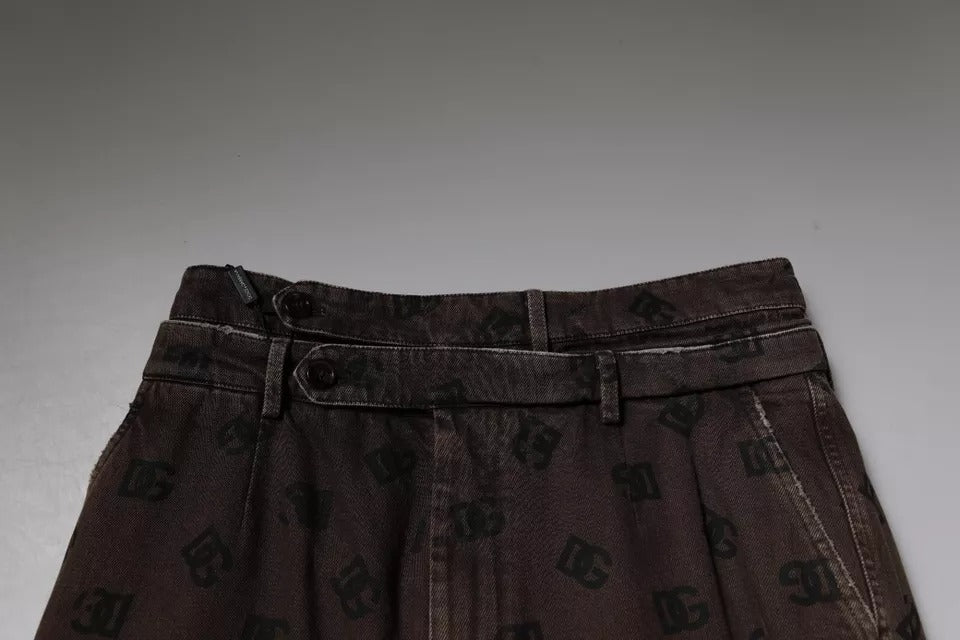 Dolce & Gabbana – Gerade geschnittene Jeans aus Baumwolle mit Logo in Braun