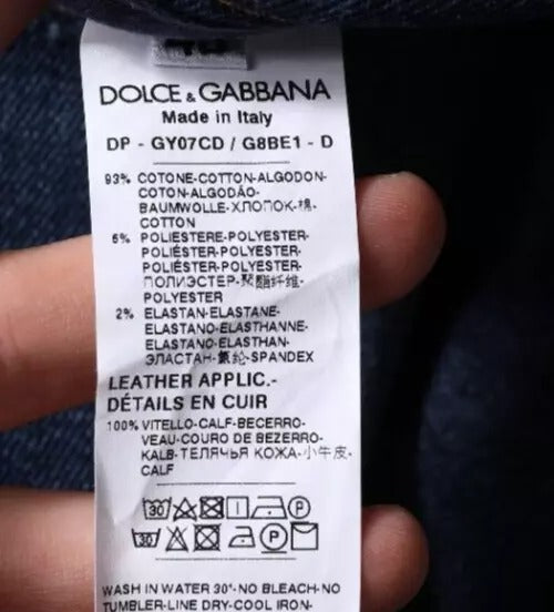 Dolce & Gabbana Dunkelblaue Skinny-Jeans aus Baumwoll-Logo