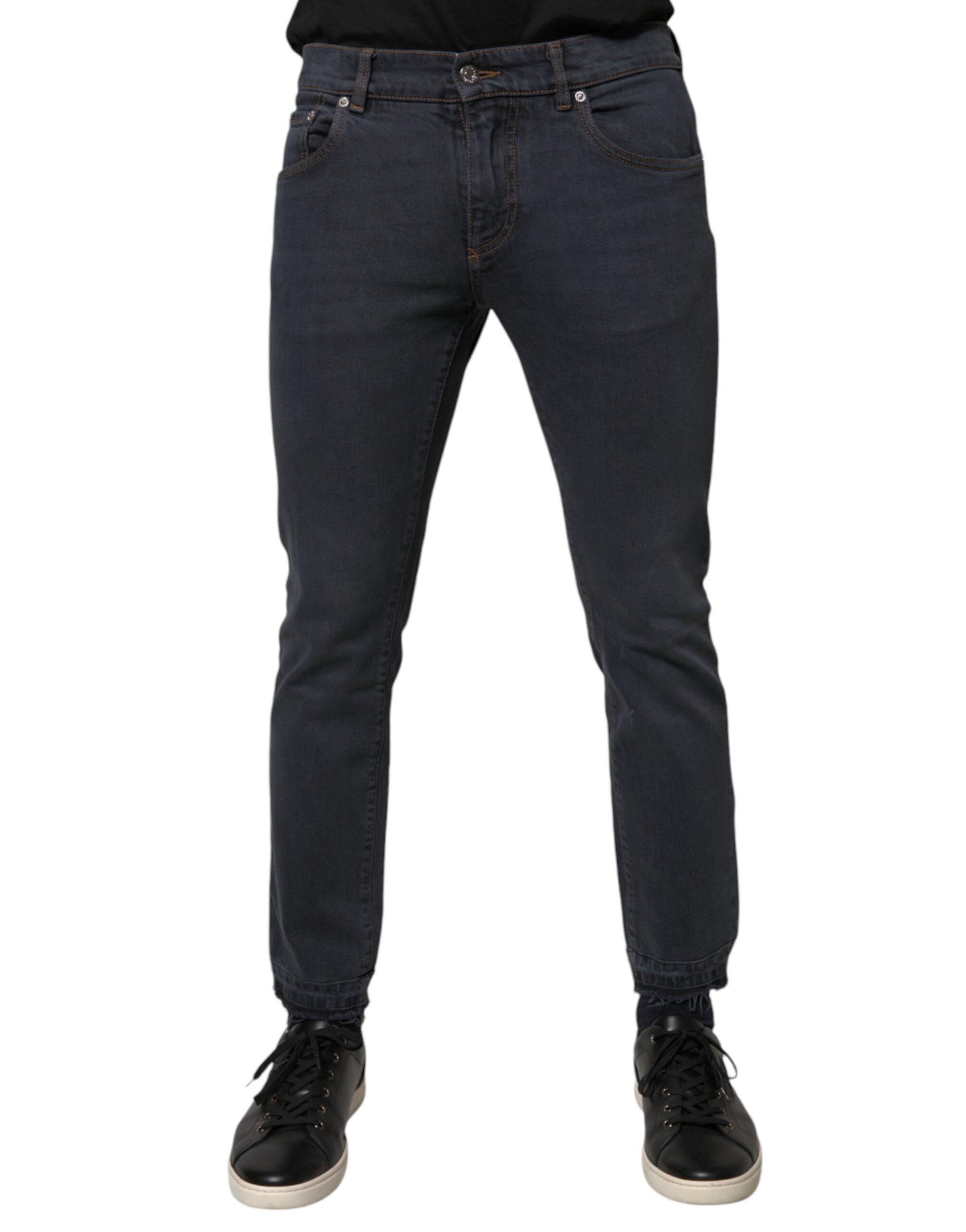 Dolce & Gabbana Dunkelgraue Skinny-Jeans aus Baumwolle