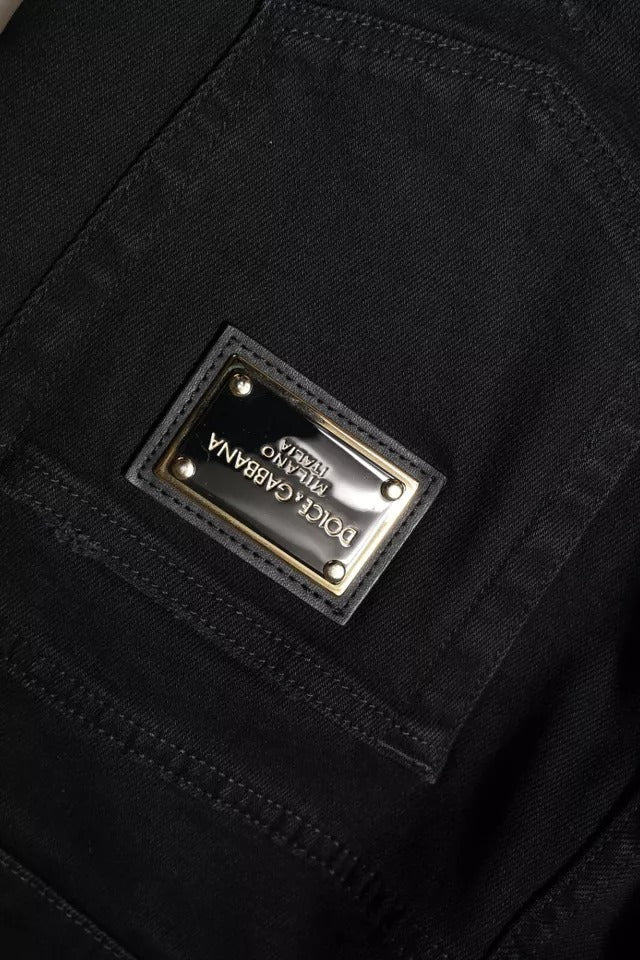 Blugi skinny Dolce & Gabbana negri din bumbac, cu logo