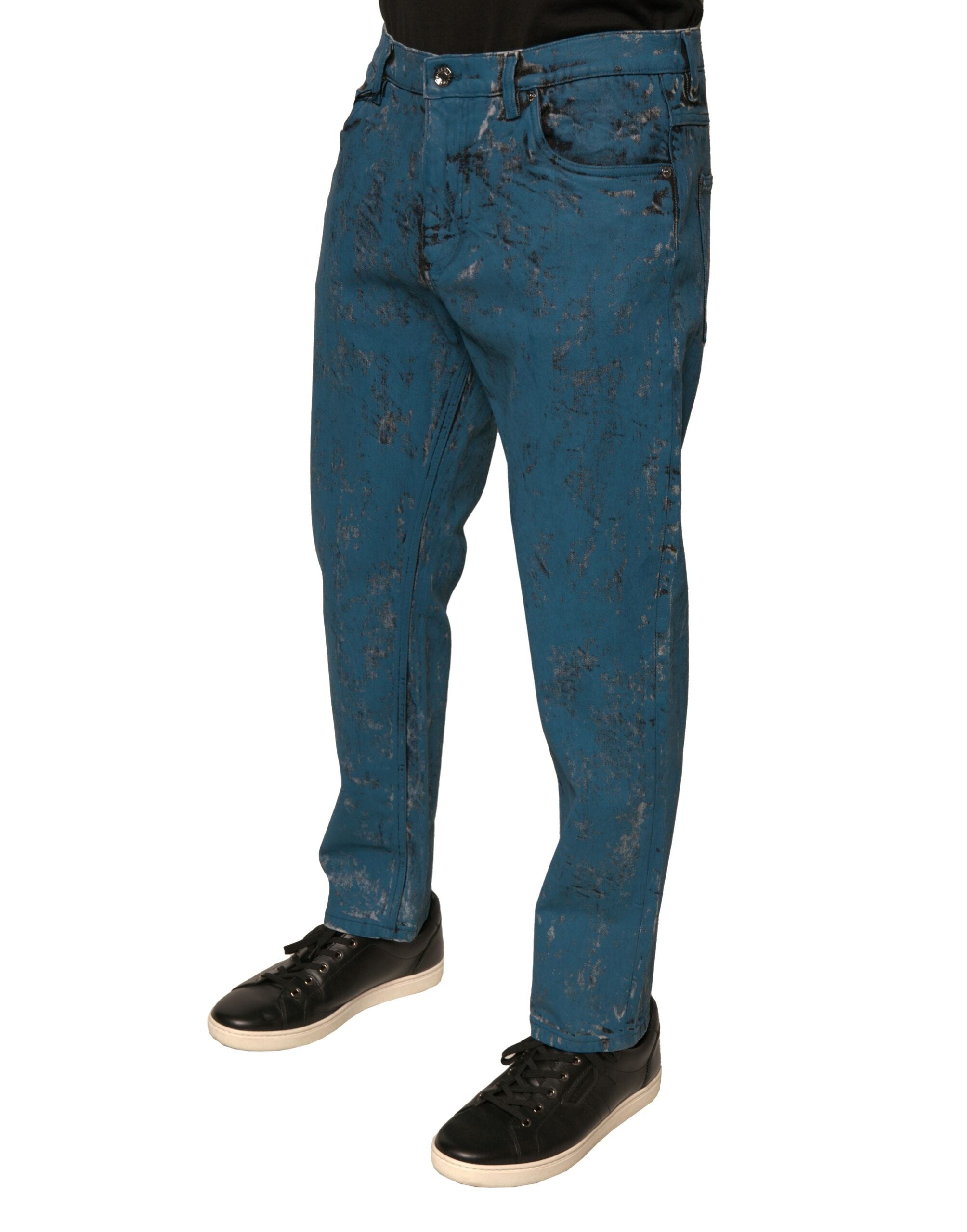 Dolce & Gabbana – Blaue Skinny-Jeans aus Baumwollstretch mit Logo