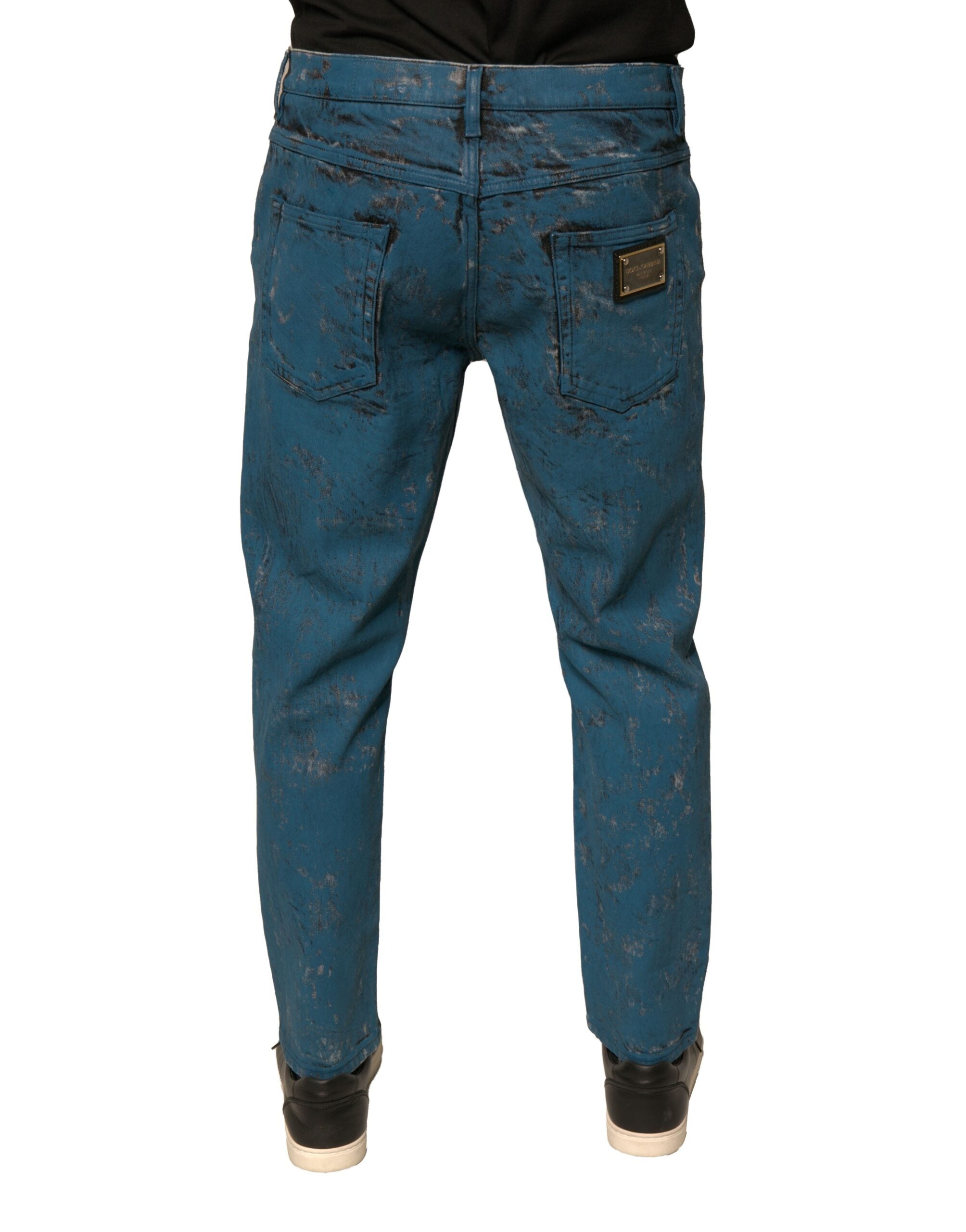 Dolce & Gabbana – Blaue Skinny-Jeans aus Baumwollstretch mit Logo