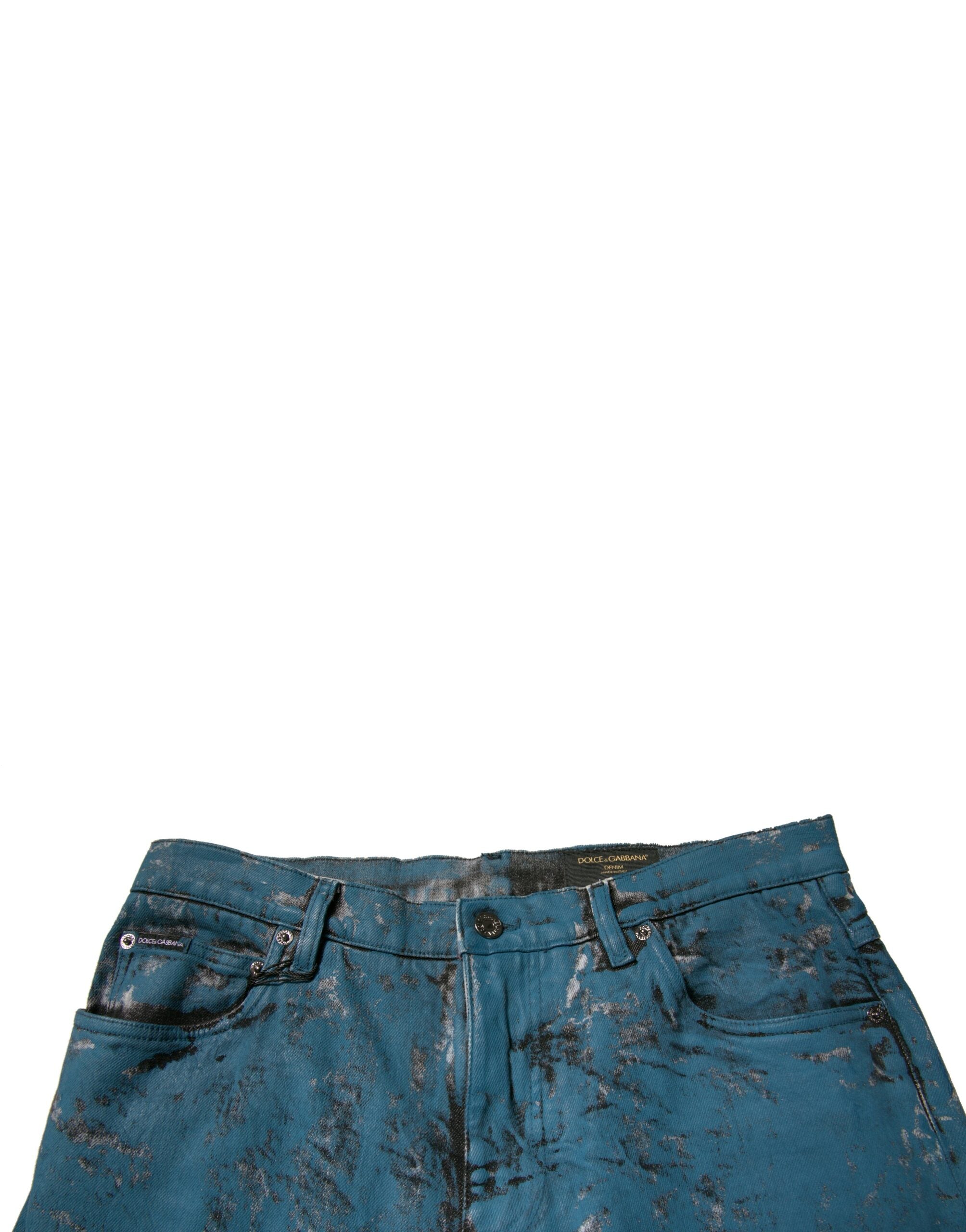 Dolce & Gabbana – Blaue Skinny-Jeans aus Baumwollstretch mit Logo