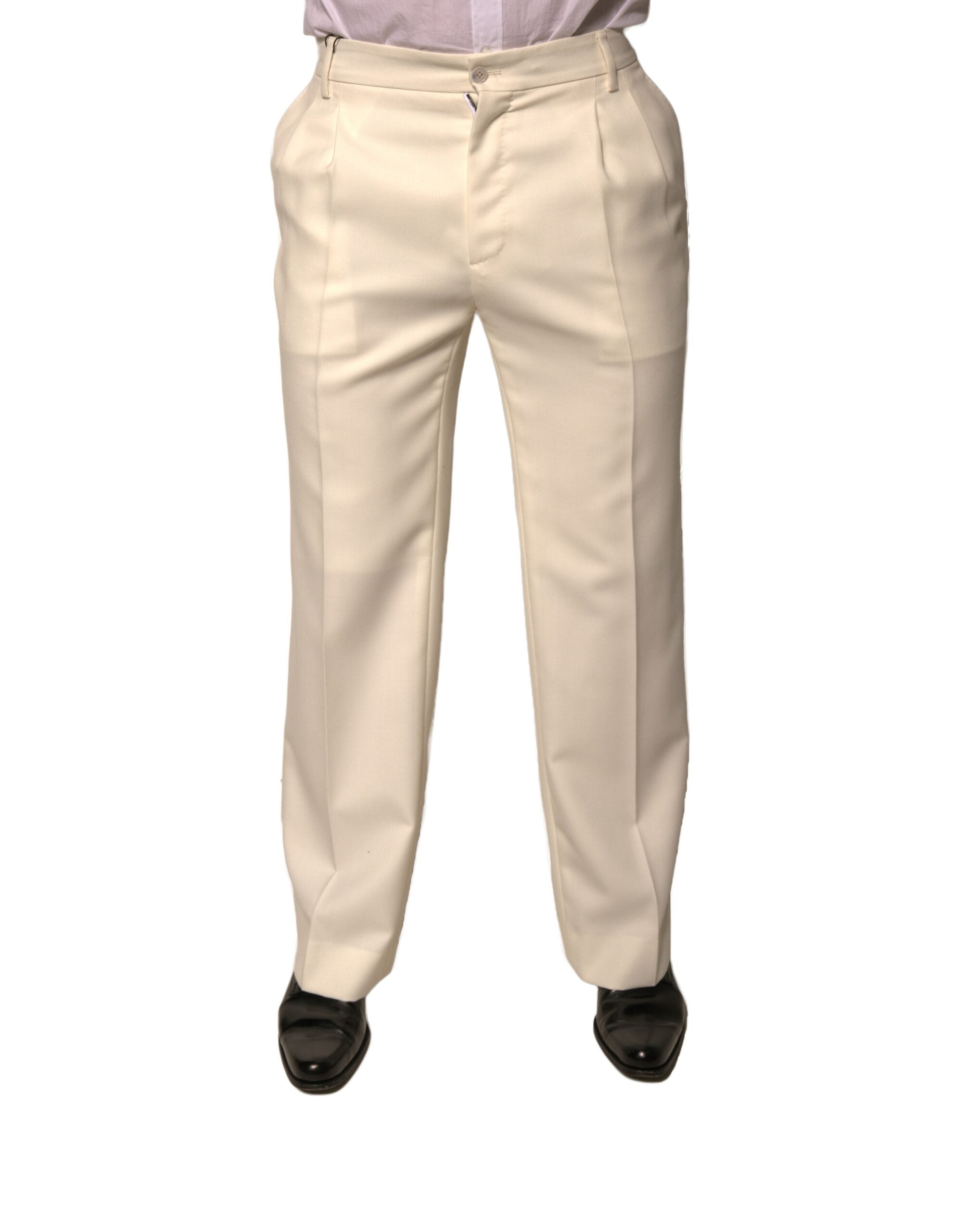 Pantaloni eleganti drepți Dolce & Gabbana Off White