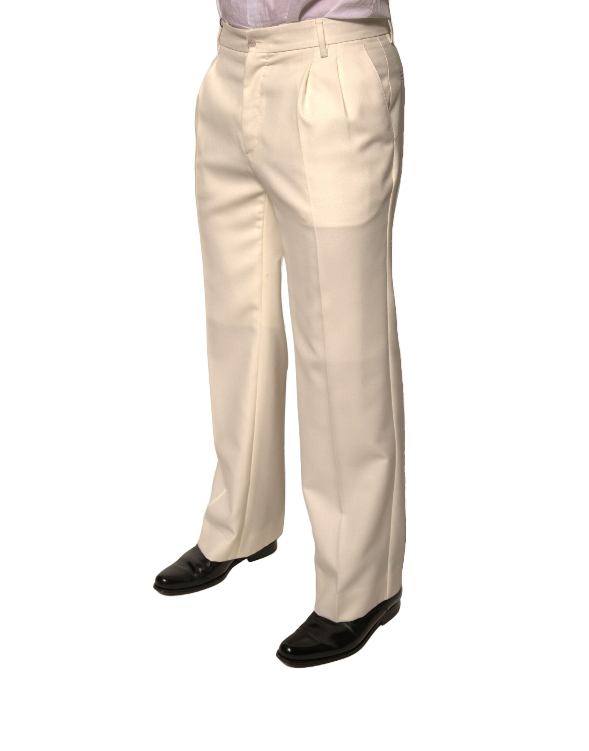 Pantaloni eleganti drepți Dolce & Gabbana Off White