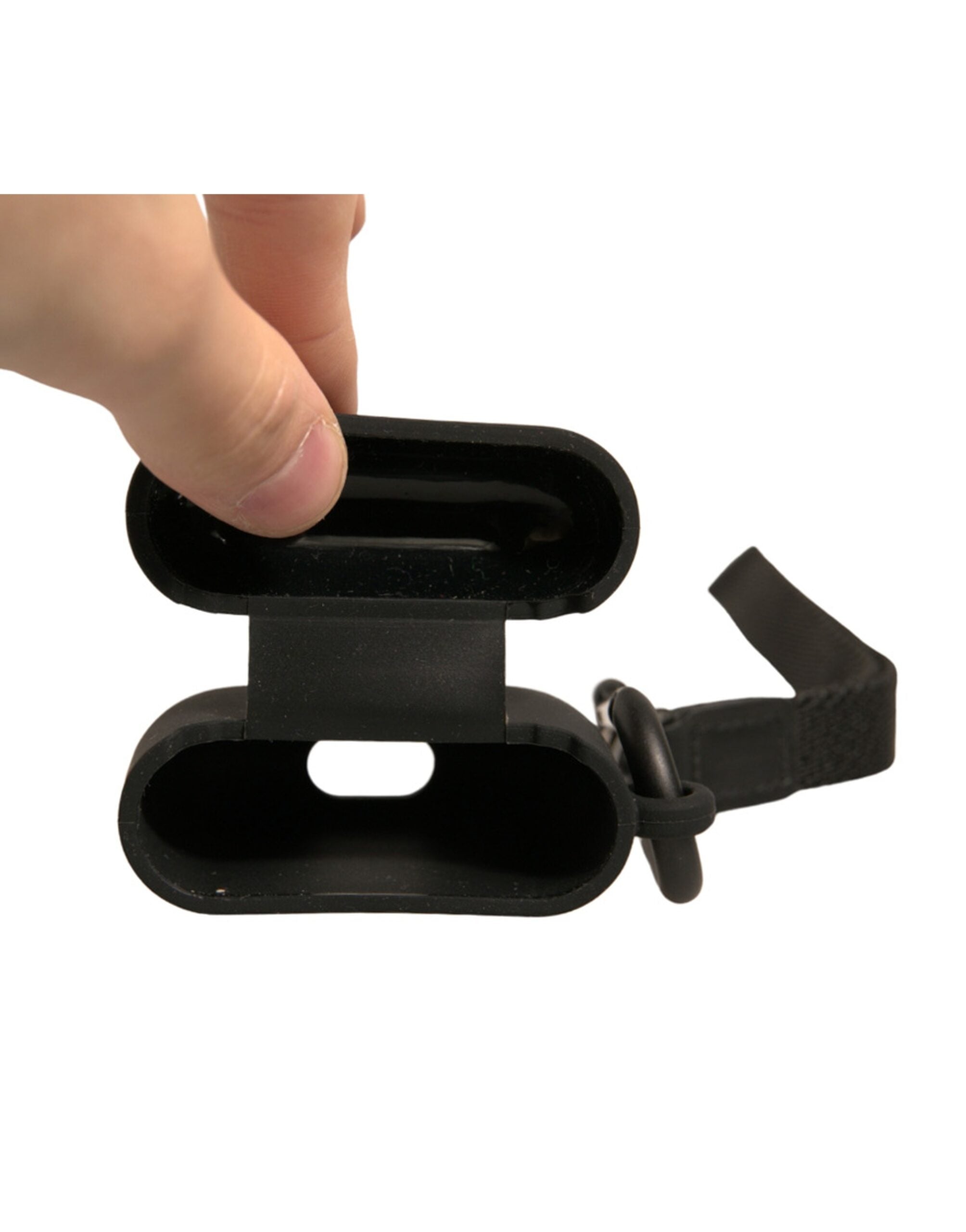 Husă Dolce & Gabbana cu logo embosat din cauciuc siliconic negru pentru Airpods