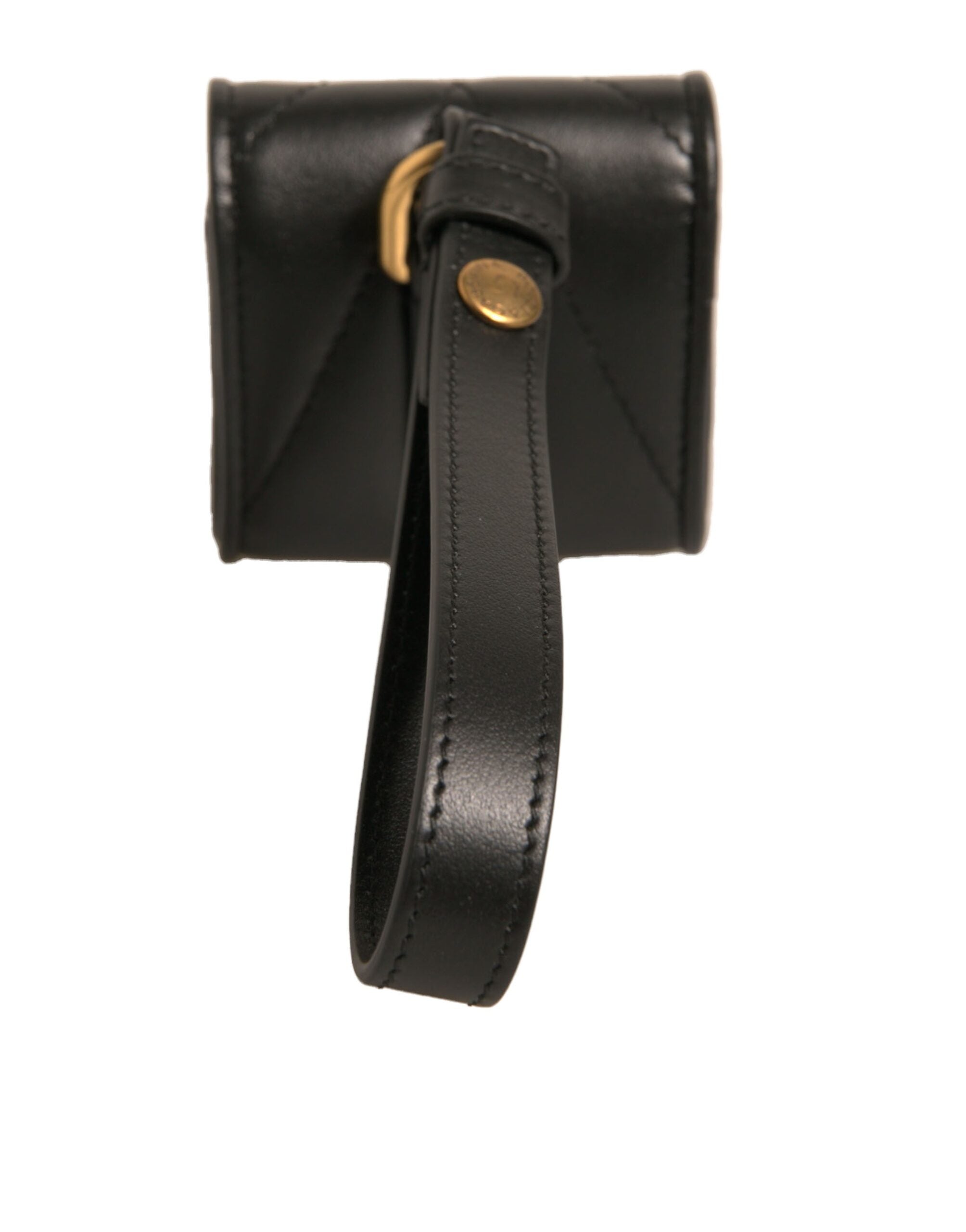 Husă Dolce & Gabbana din piele neagră Devotion Heart Strap pentru Airpods