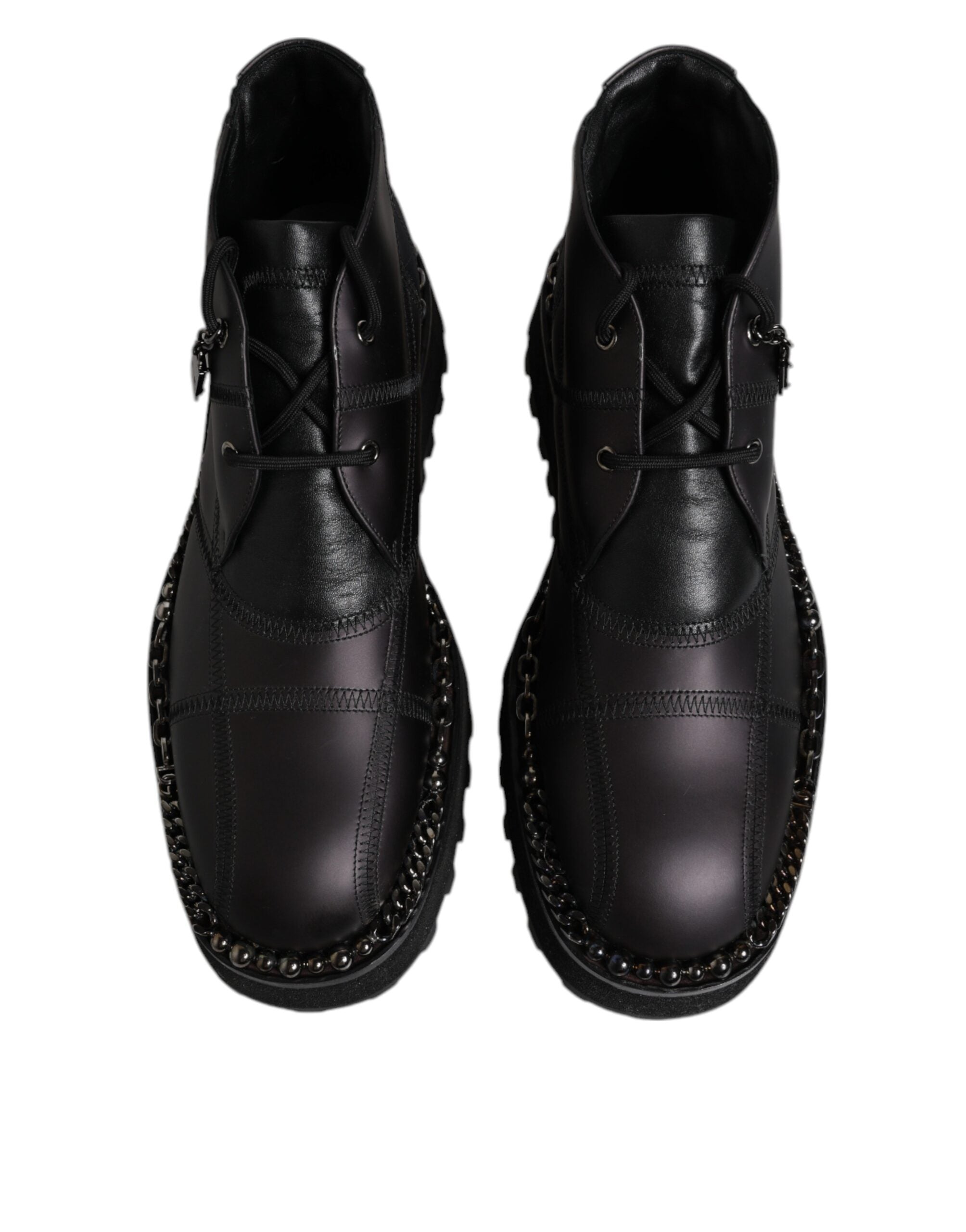 Dolce & Gabbana – Schwarze Ankle Boots aus Leder mit Schnürung